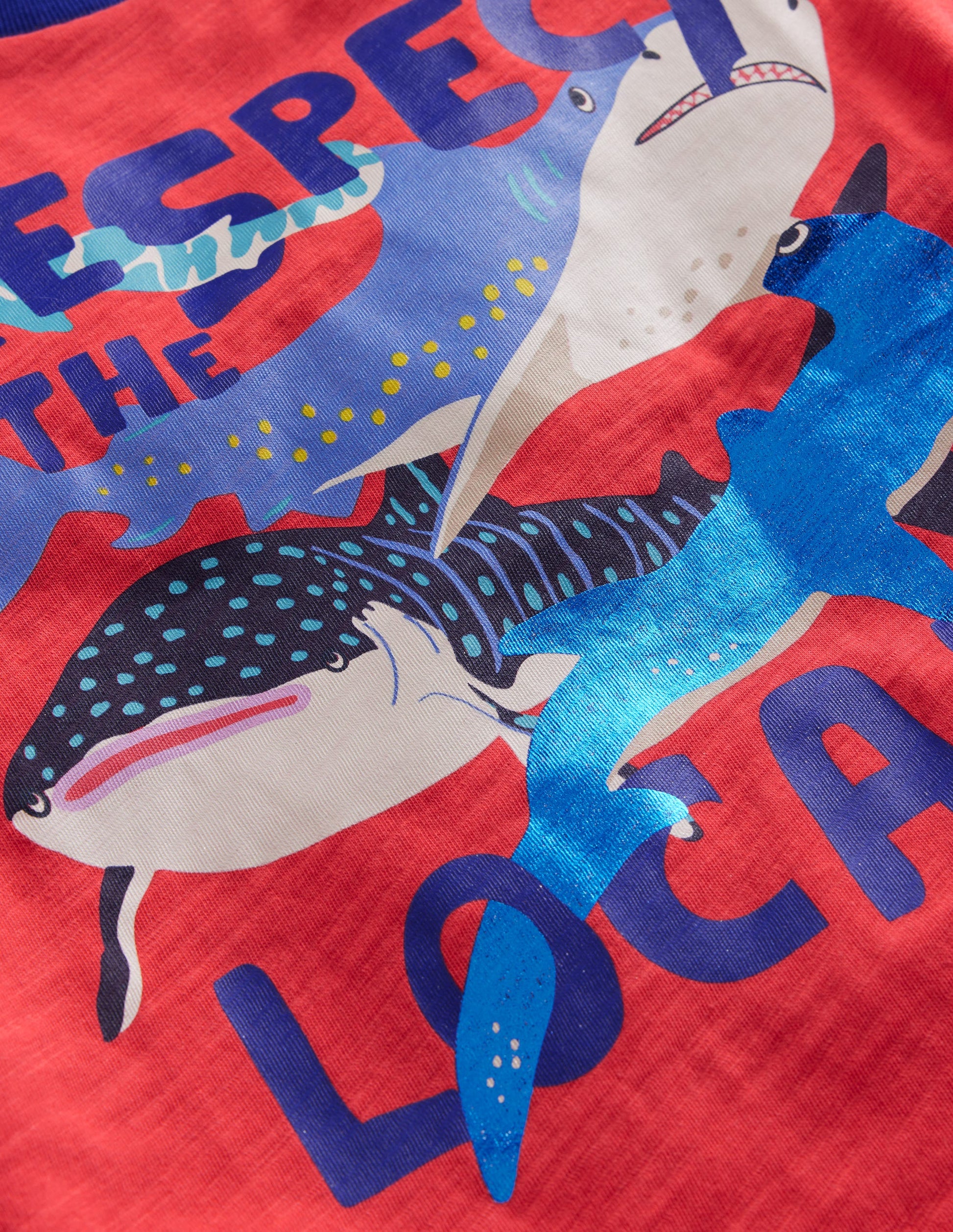 Printed Sharks T-shirt-Jam Red Sharks-3