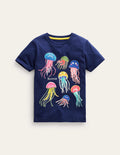 Glow-in-the-dark T-shirt-College Navy Jellyfish