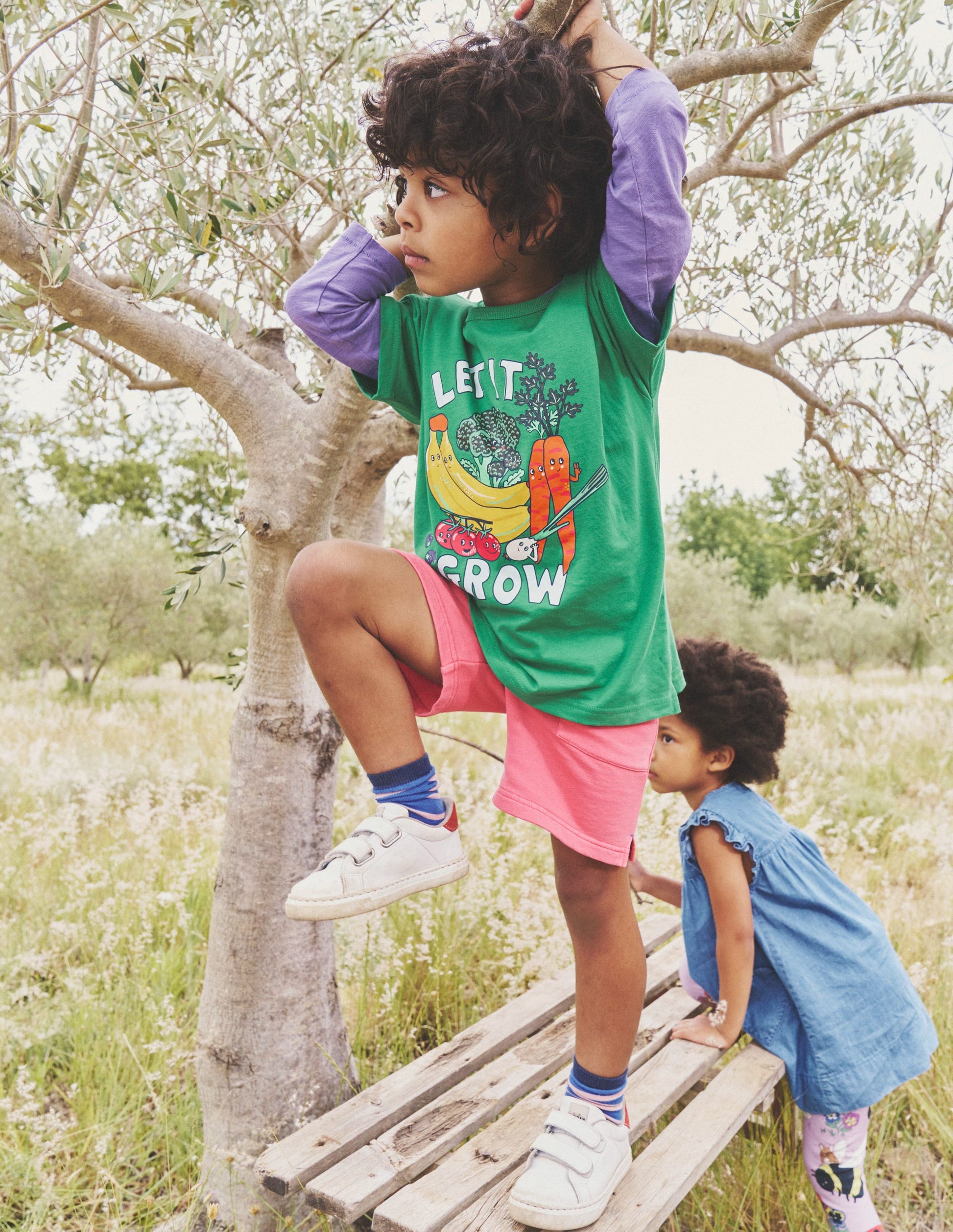 Relaxed Printed T-Shirt-Pea Green Veggies-4