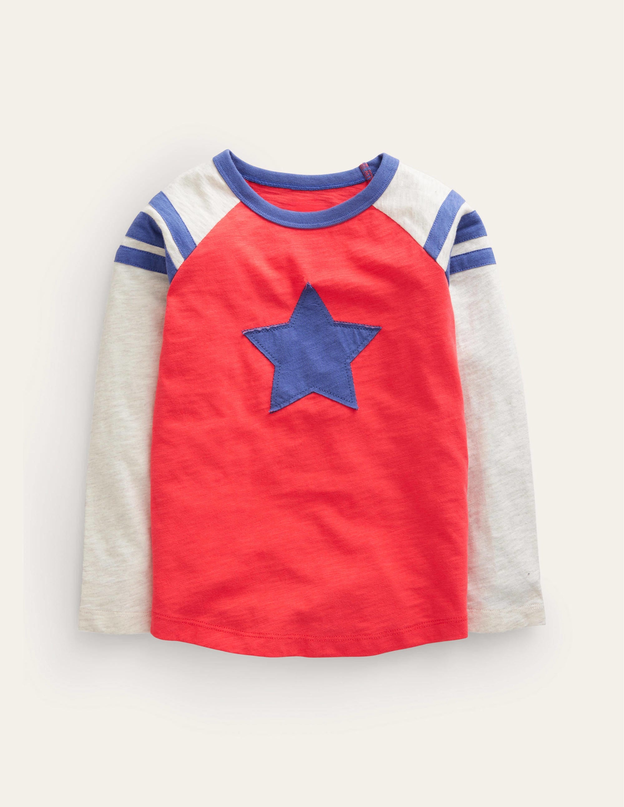 Long Sleeve Raglan T-shirt-Jam Red/Oatmeal Marl Star - Image 1