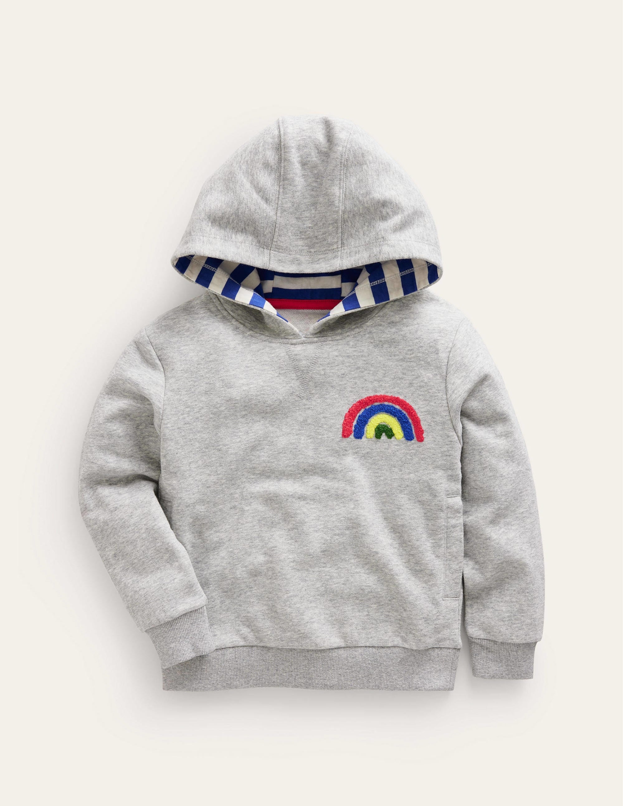 Appliqué Rainbow Hoodie-Silver Marl Rainbow - Image 1