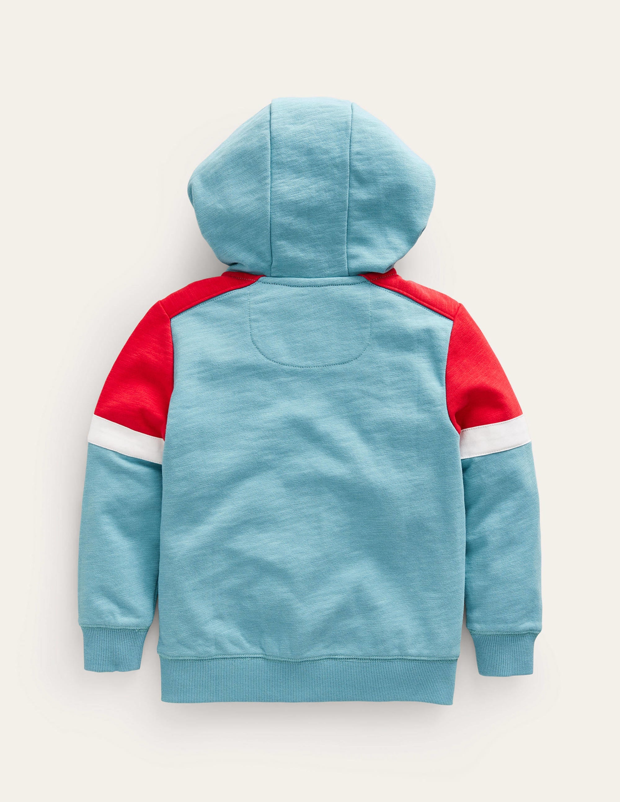 Colourblock Zip Hoodie-Duck Egg Blue/Poppy Red - Image 2