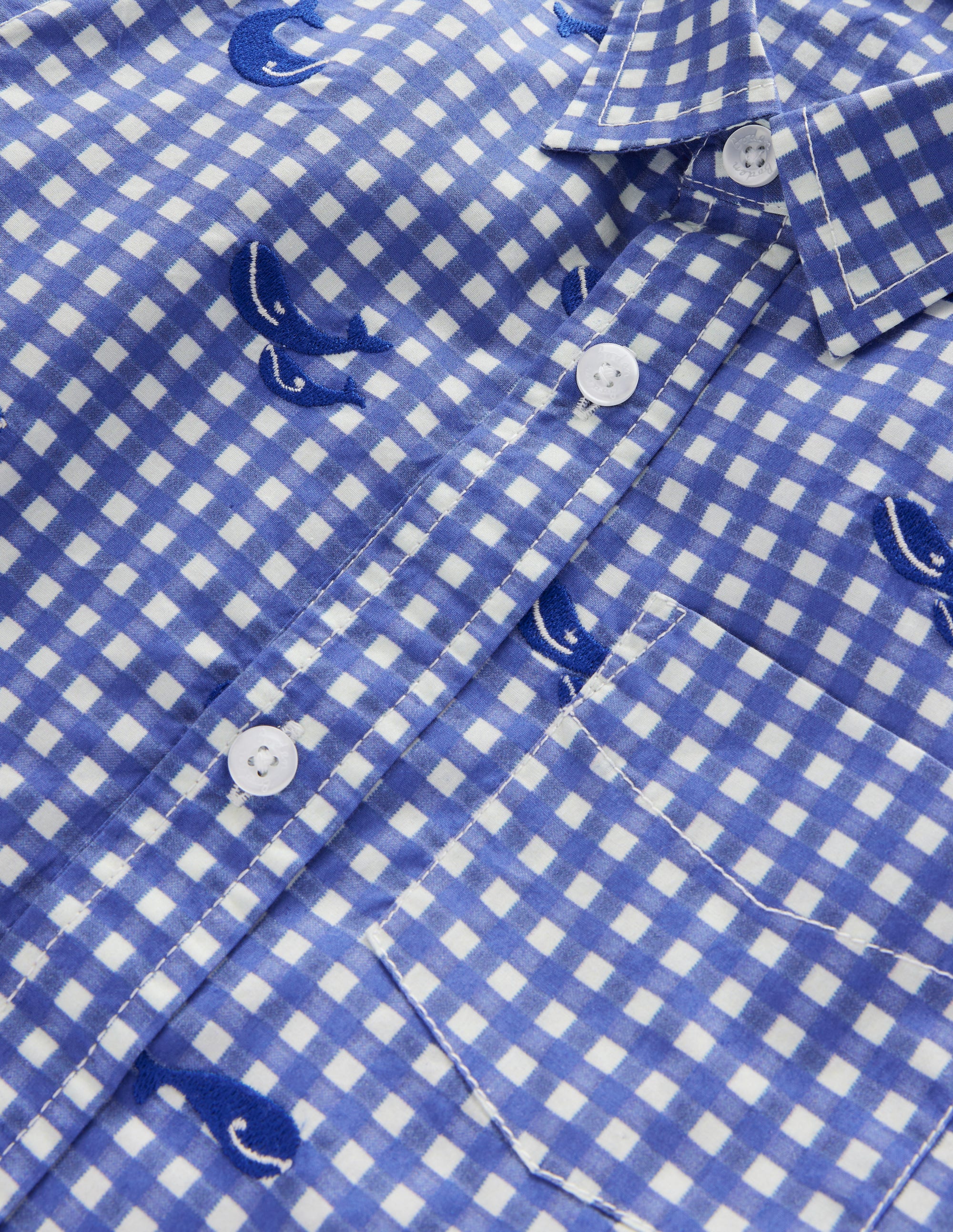 Whale Embroidered Shirt-Sapphire Blue Wale Embroidery - Image 3
