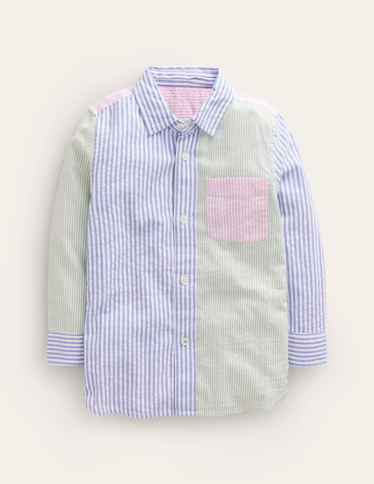Hotchpotch Seersucker Shirt-Multi Ticking-1