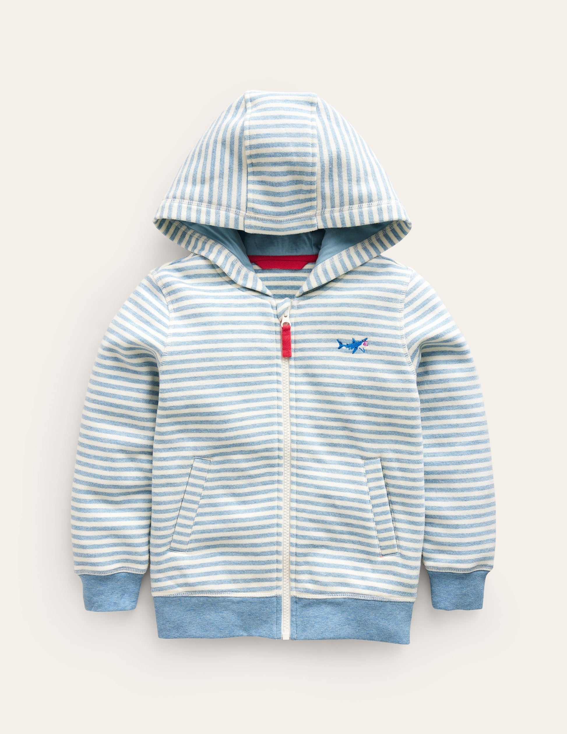 Textured Stripe Hoodie-Duck Egg Blue/Ivory-1