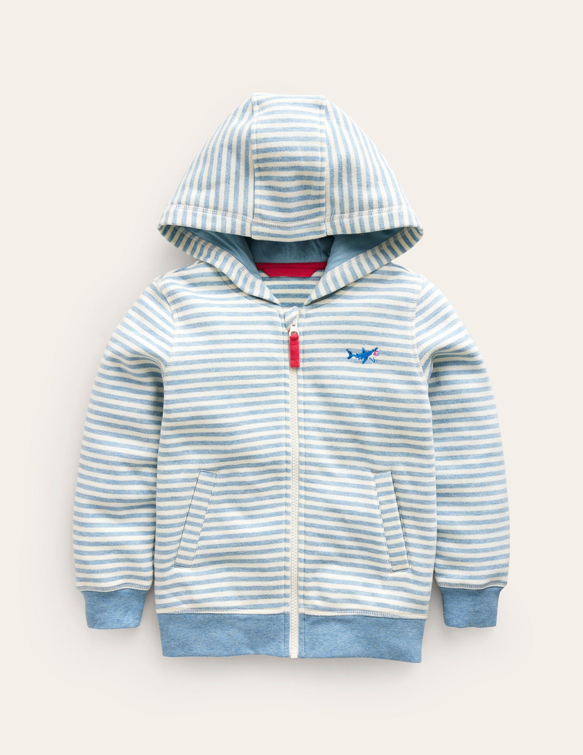 Textured Stripe Hoodie-Duck Egg Blue/Ivory - Image 1