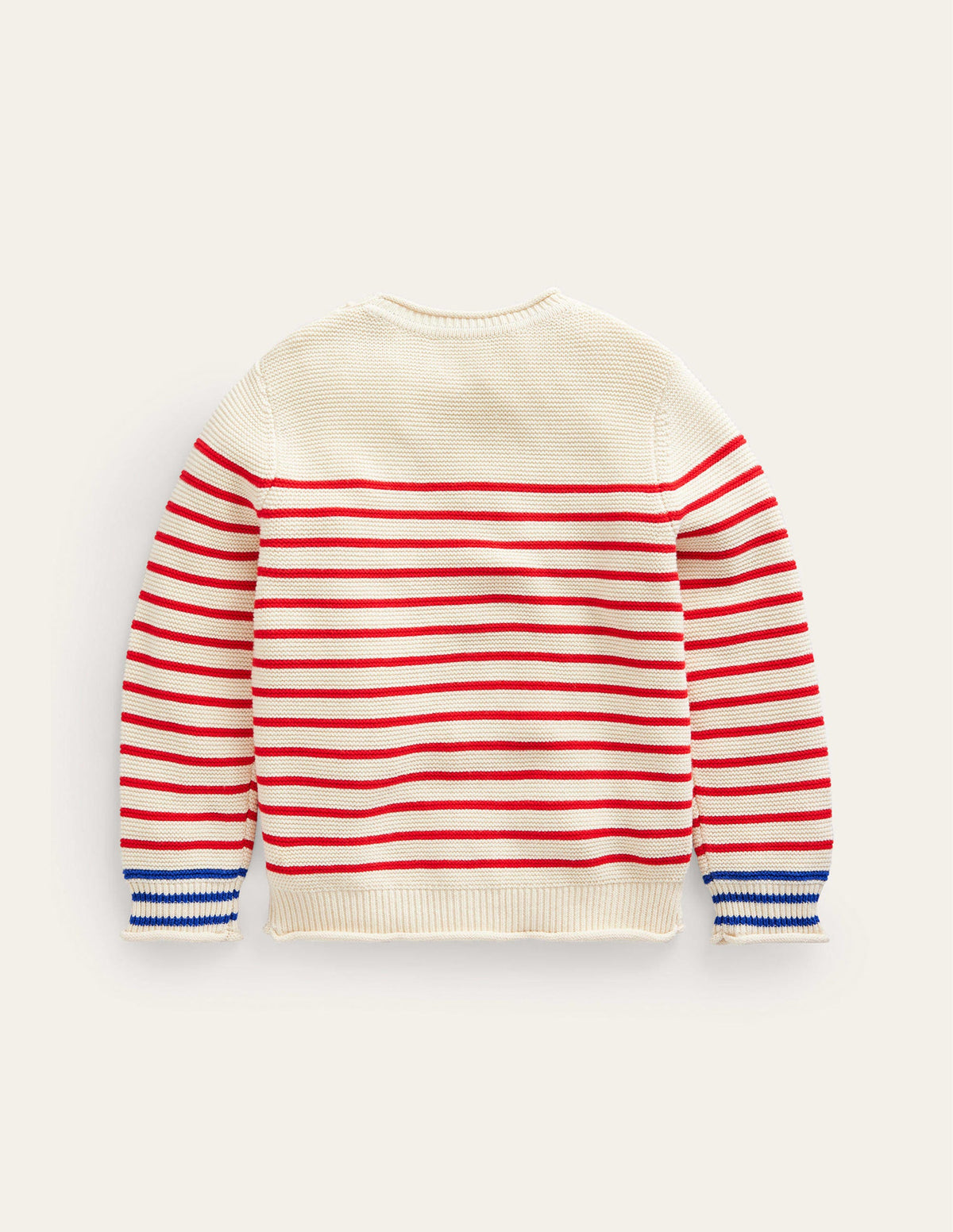 Nautical Stripe Jumper-Ecru Marl and Jam Red Stripe-2