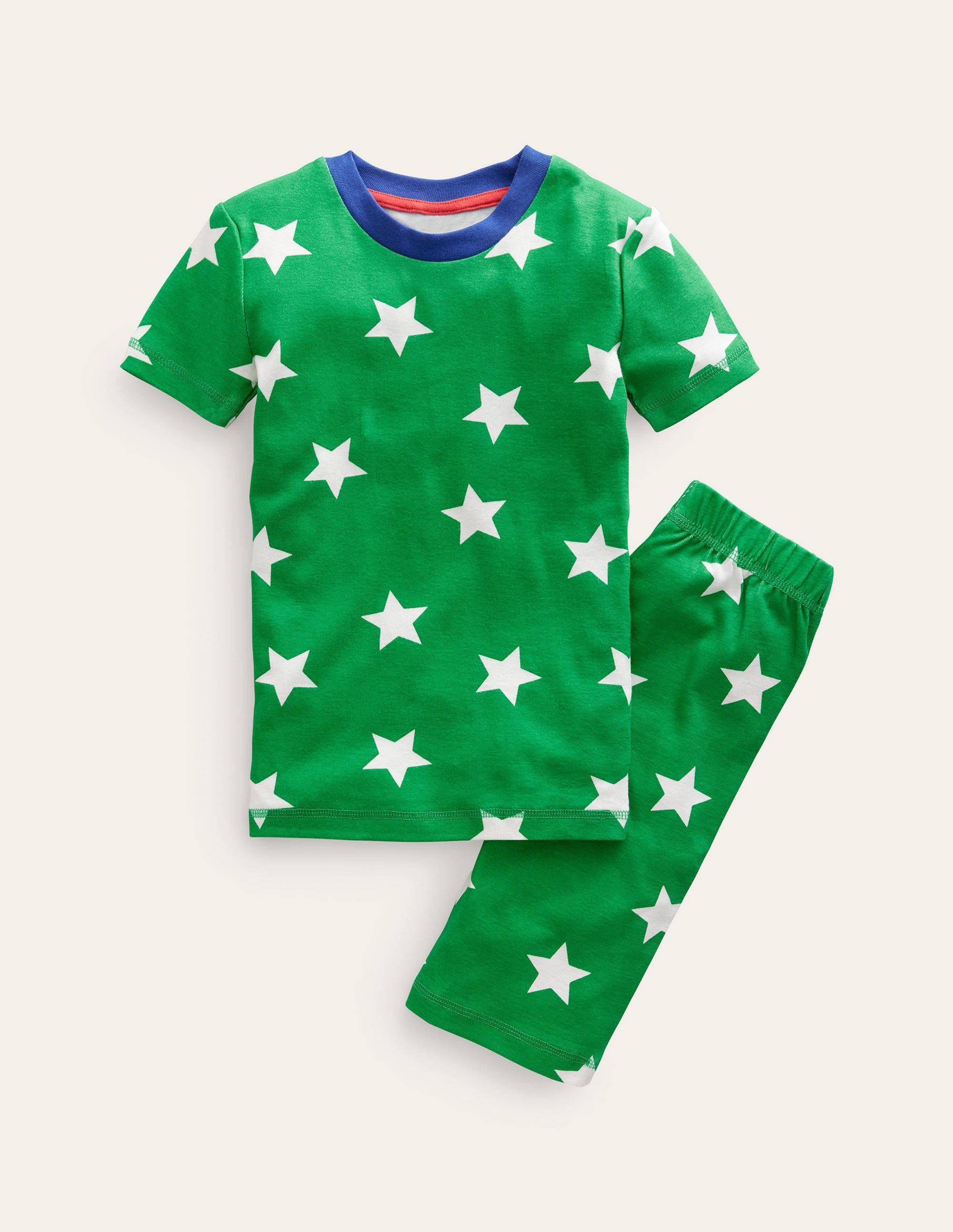 Snug Short John Pyjamas-Green/Ecru Star - Image 1