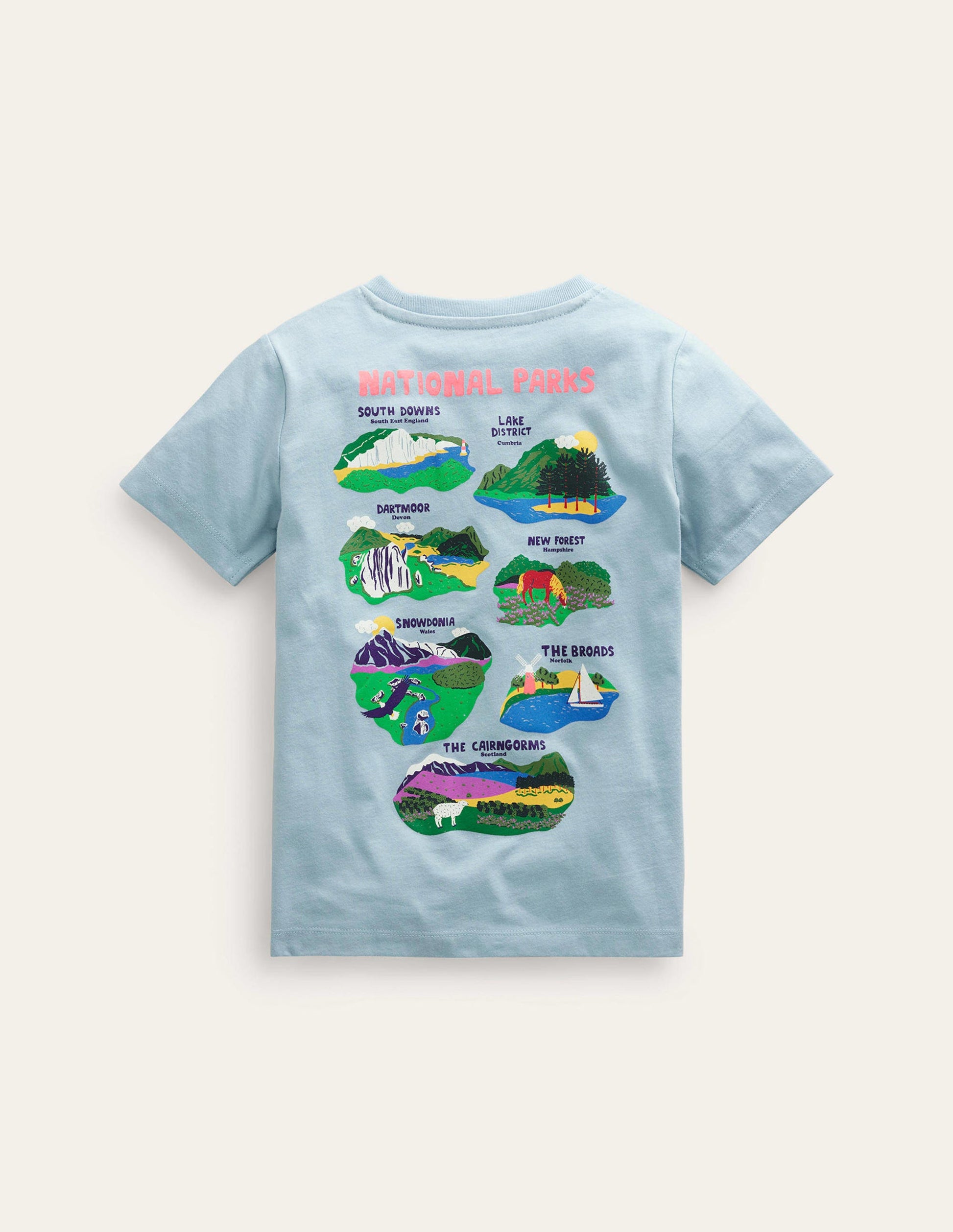 Front & Back Printed T-shirt-Forget Me Not Blue-2