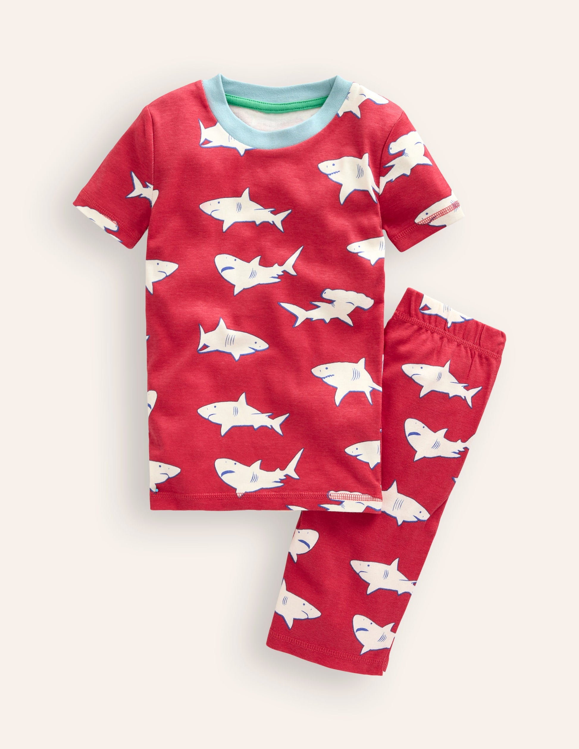 Snug Short John Glow Pyjamas-Red Sharks-1