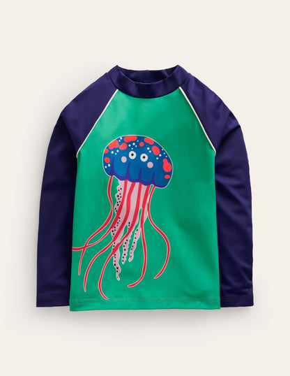 Logo Rash Vest-Ming Green Jelly Fish-1