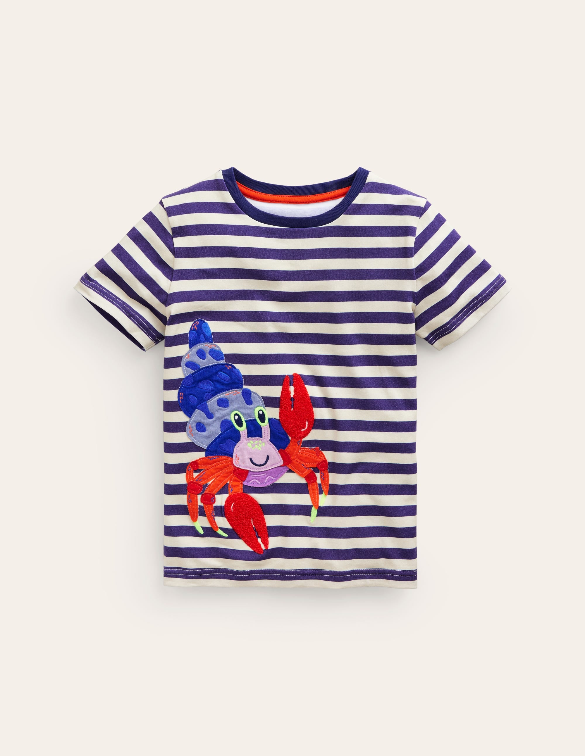 Appliqué Crab T-shirt-Sapphire Blue/Ivory Crabs - Image 1