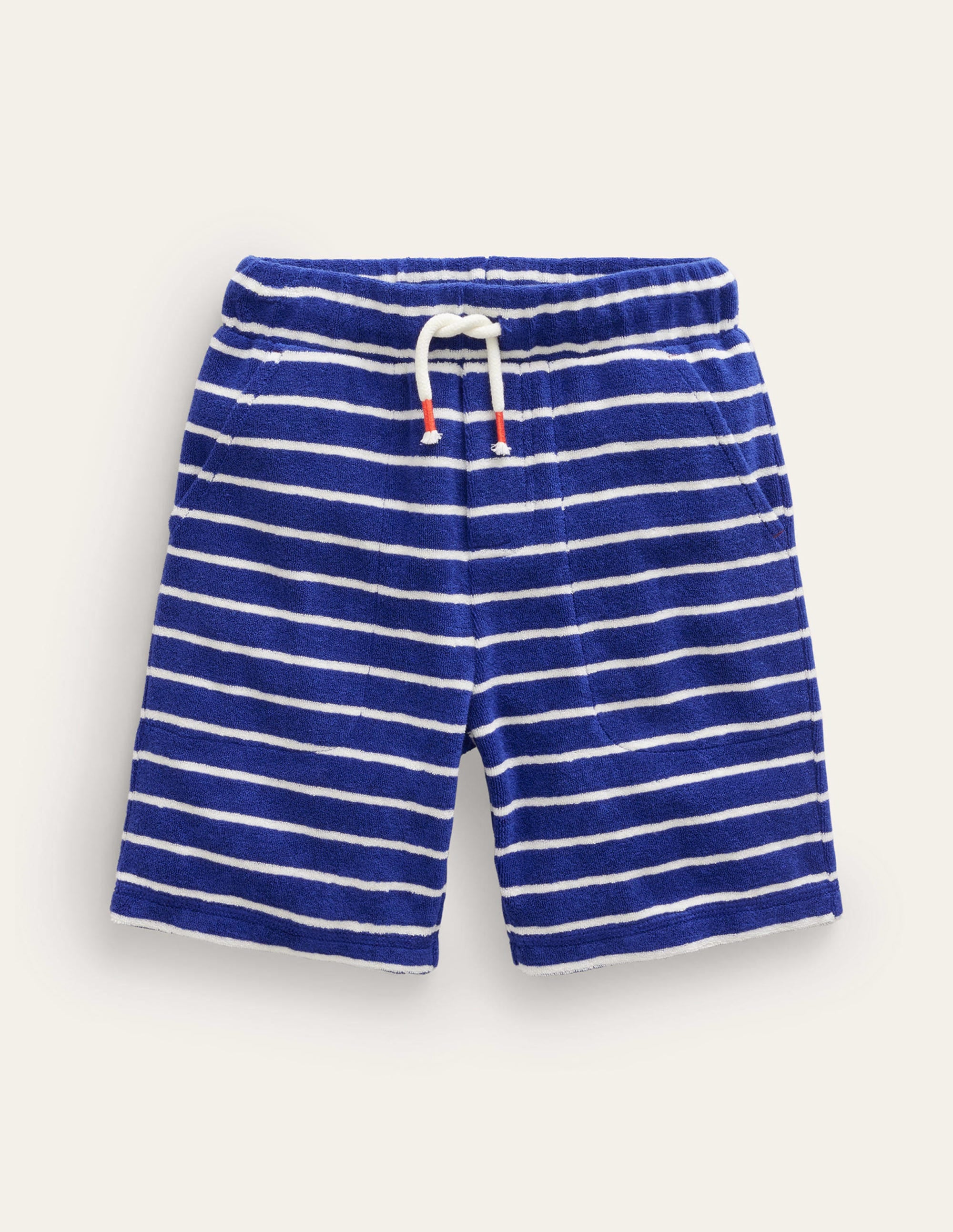 Towelling Sweat Shorts-Sapphire Blue/Ivory Stripe - Image 1