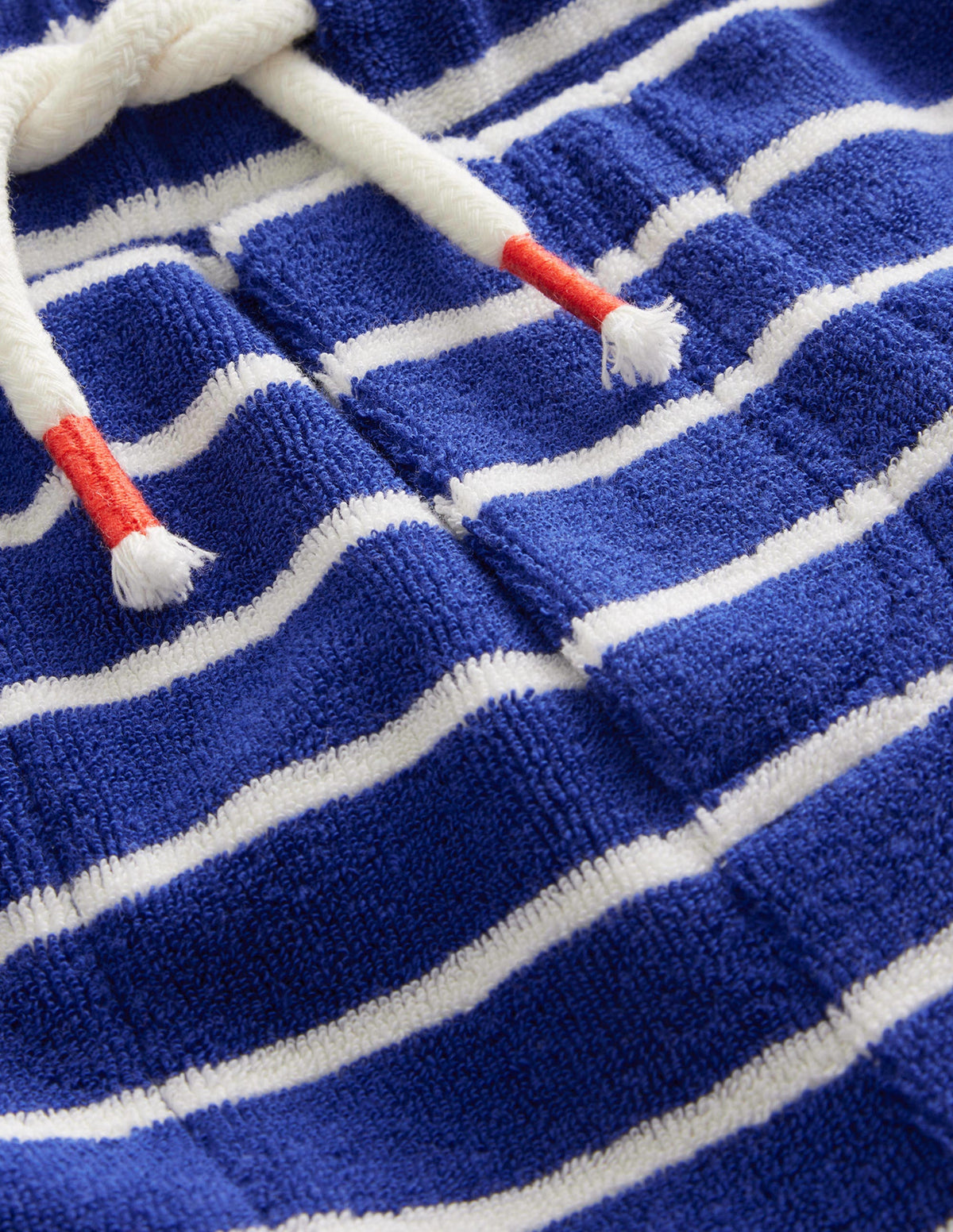 Towelling Sweat Shorts-Sapphire Blue/Ivory Stripe - Image 3
