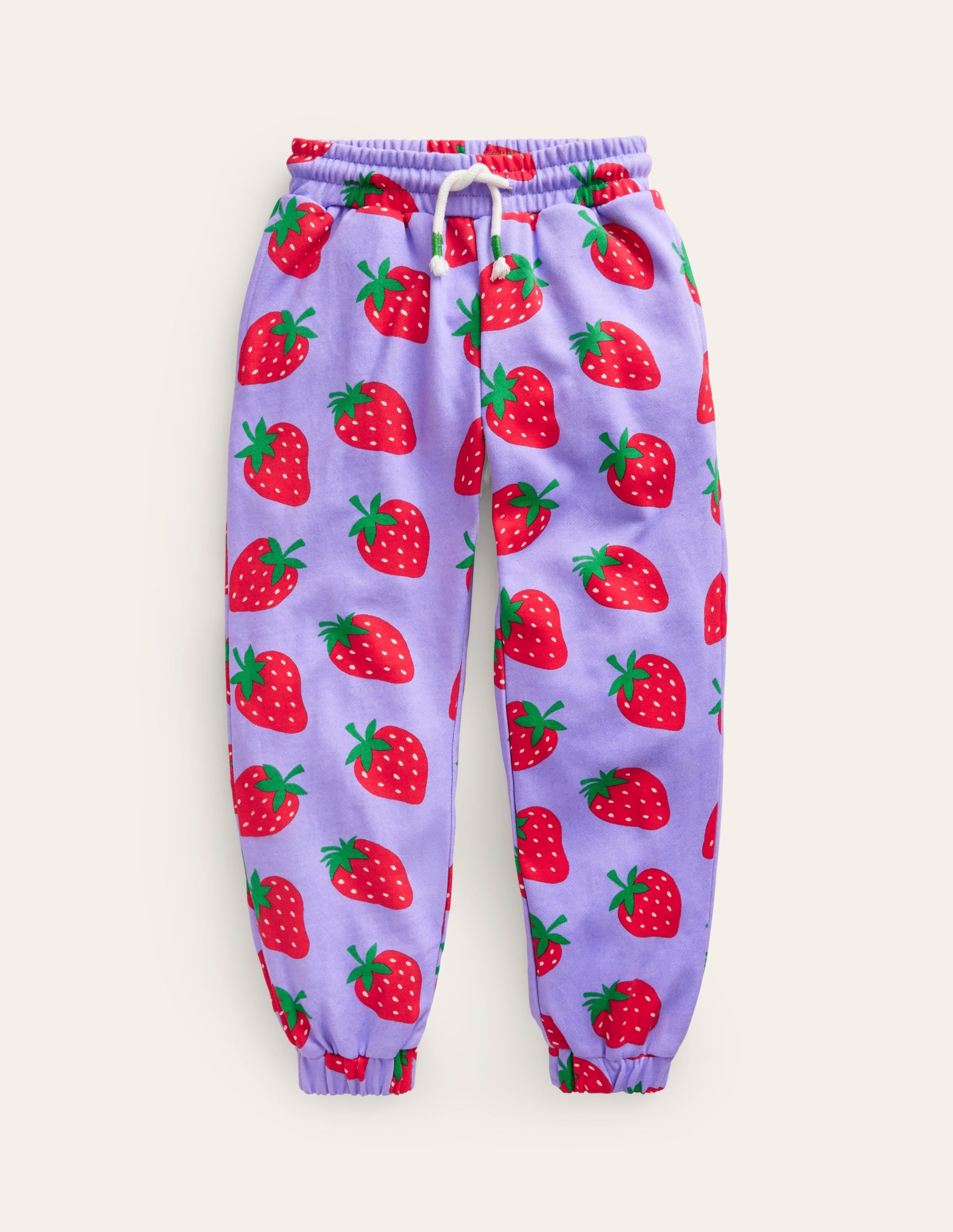 Printed Cosy Relaxed Joggers-Parma Violet Strawberries - Image 1