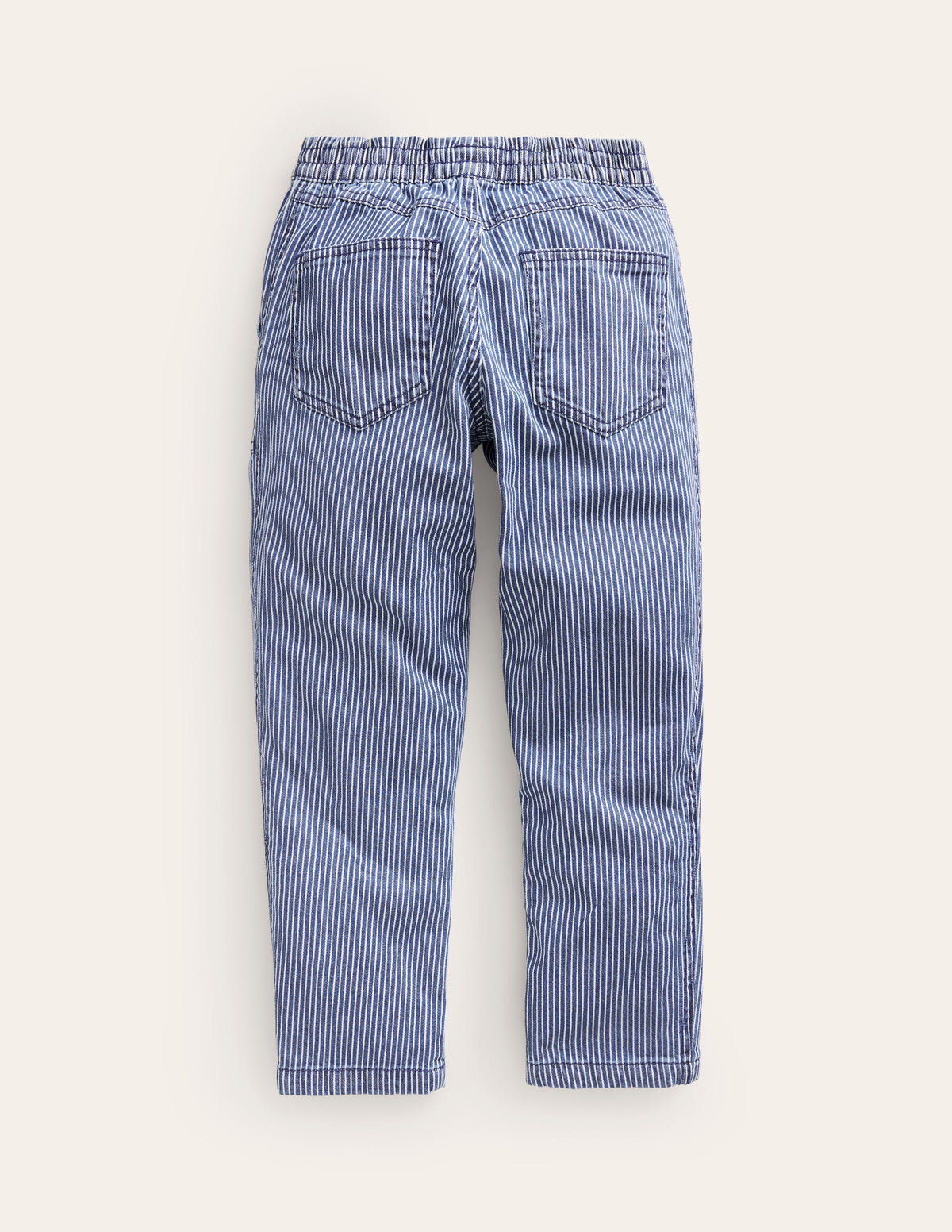 Ticking Pull On Trousers-Medieval Blue Ticking Stripe-2