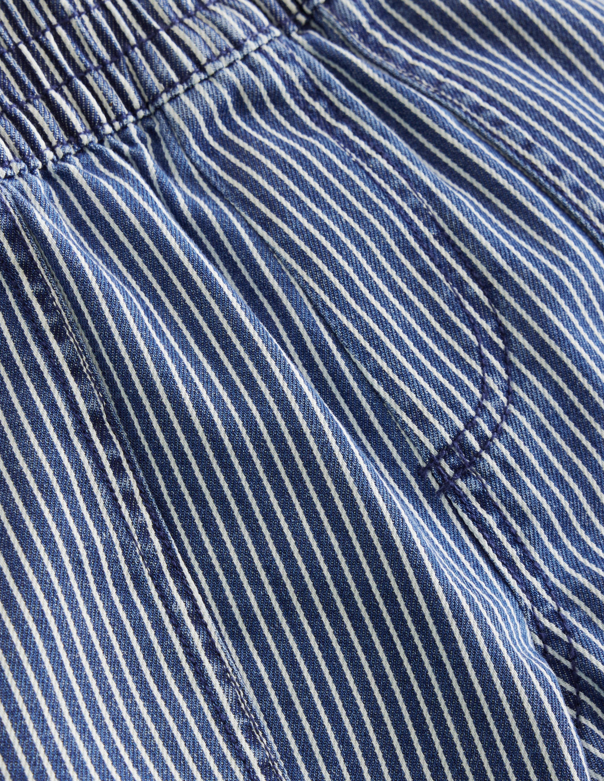 Ticking Pull On Trousers-Medieval Blue Ticking Stripe - Image 3