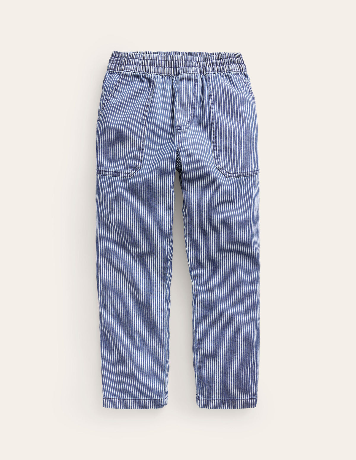 Ticking Pull On Trousers-Medieval Blue Ticking Stripe-1