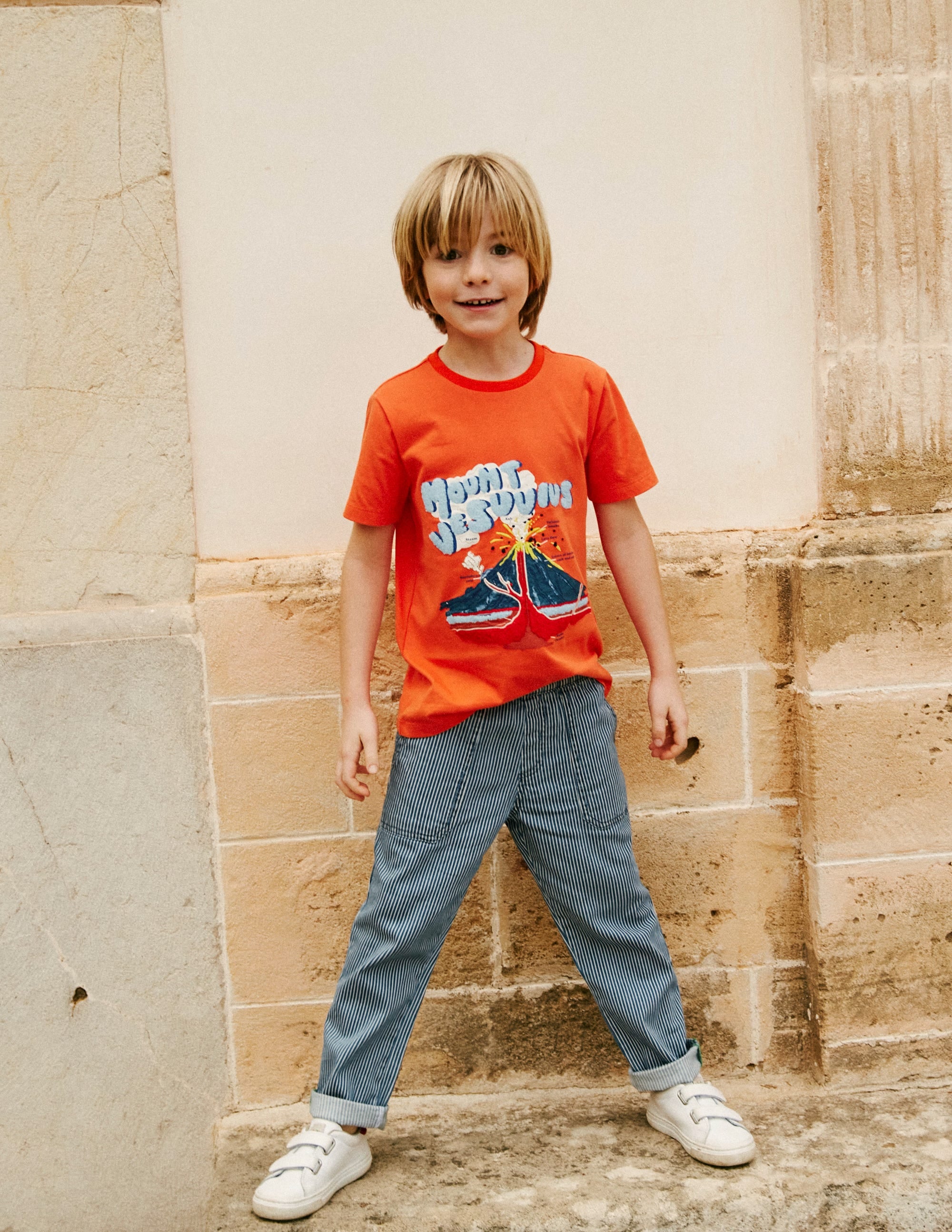 Ticking Pull On Trousers-Medieval Blue Ticking Stripe - Image 4