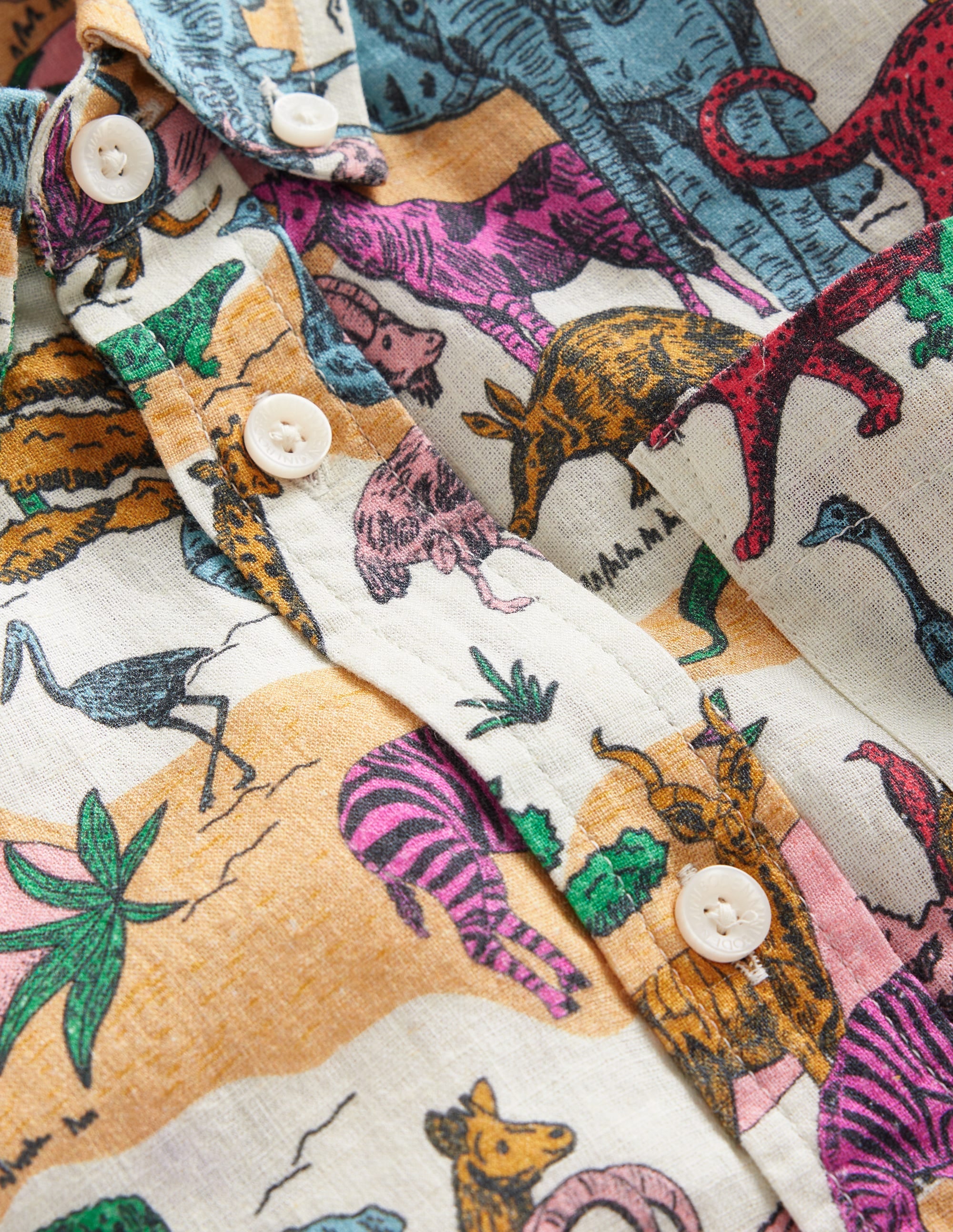 Cotton Linen Shirt-Multi Savannah Scene - Image 3