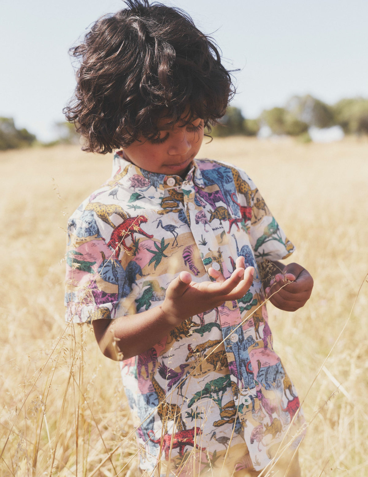 Cotton Linen Shirt-Multi Savannah Scene - Image 4
