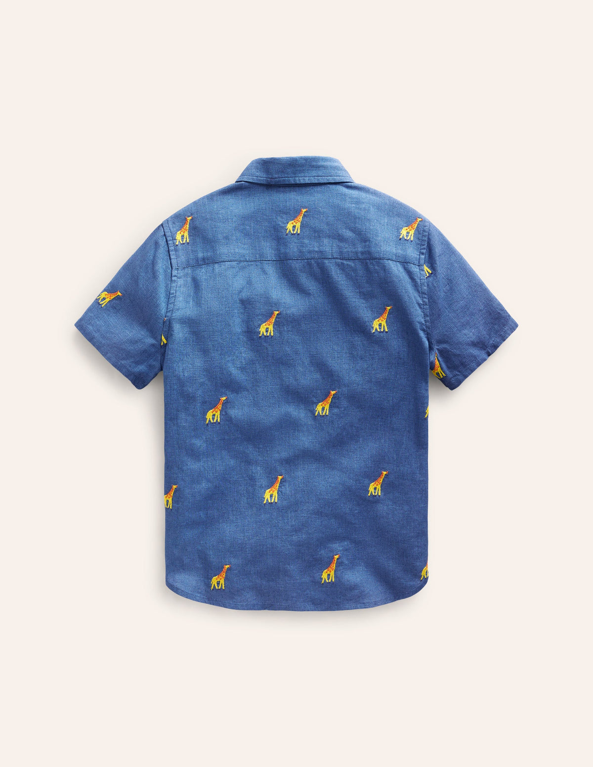 Cotton Linen Shirt-Chambray Giraffe Embroidery - Image 2