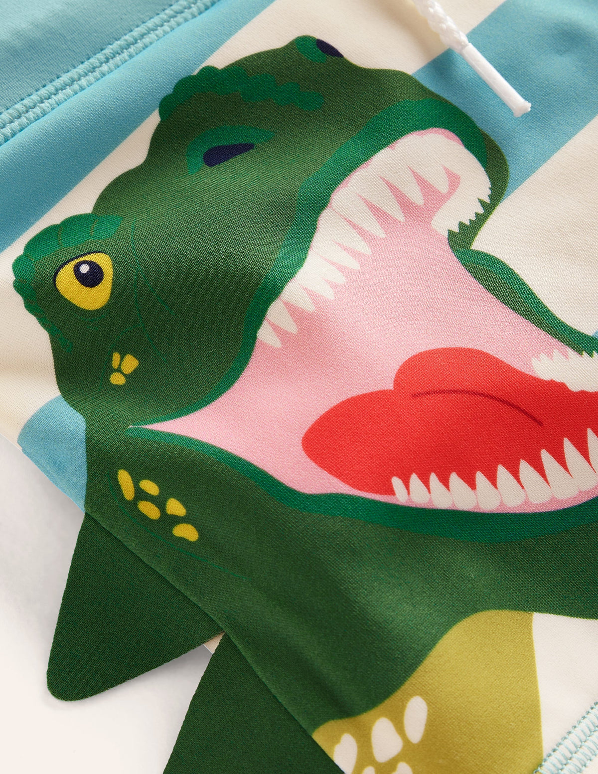 Swim Trunks-Aqua Sea/ Ivory Stripe Dino - Image 3