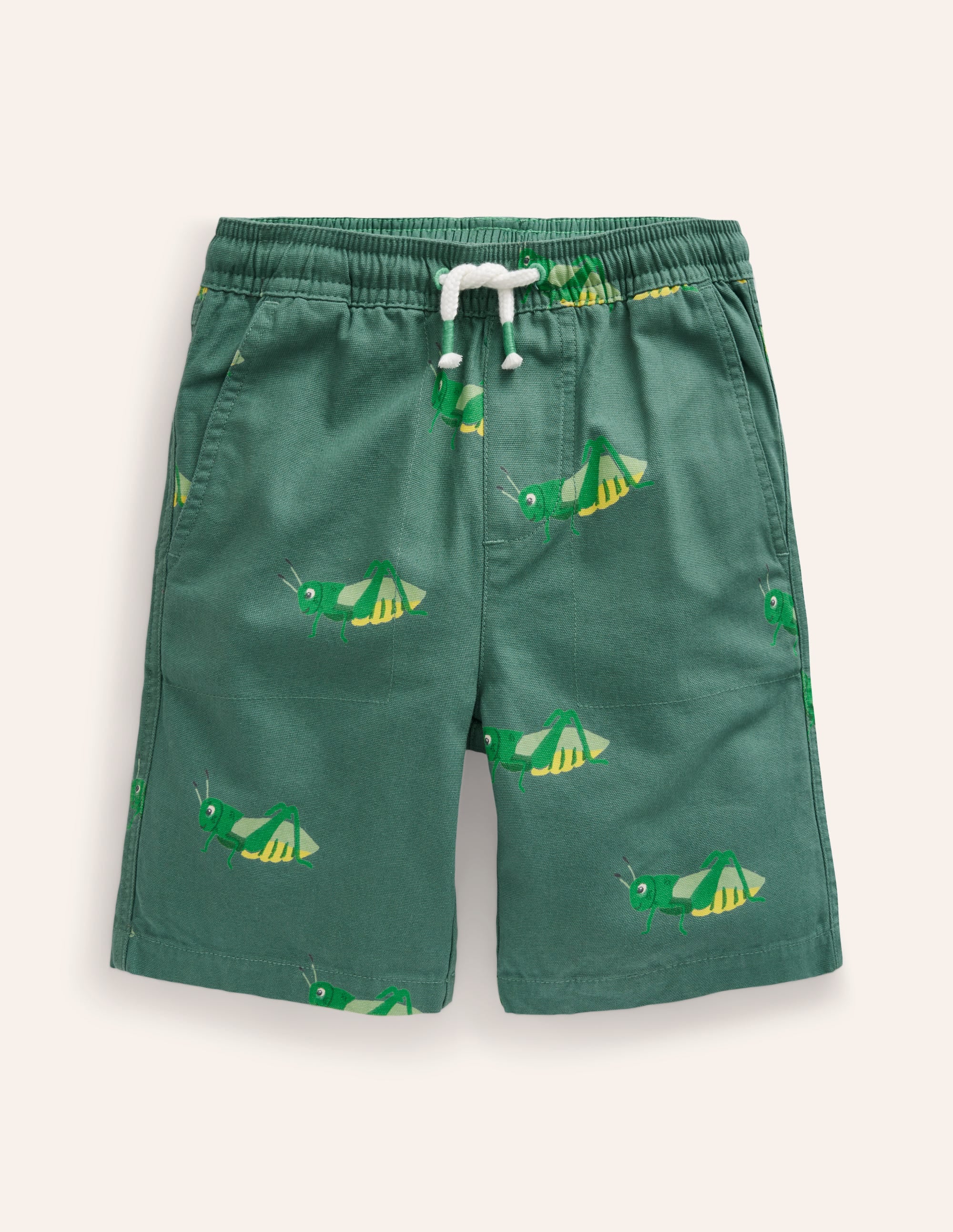 Pull-on Drawstring Shorts-Pea Green Grasshopper - Image 1