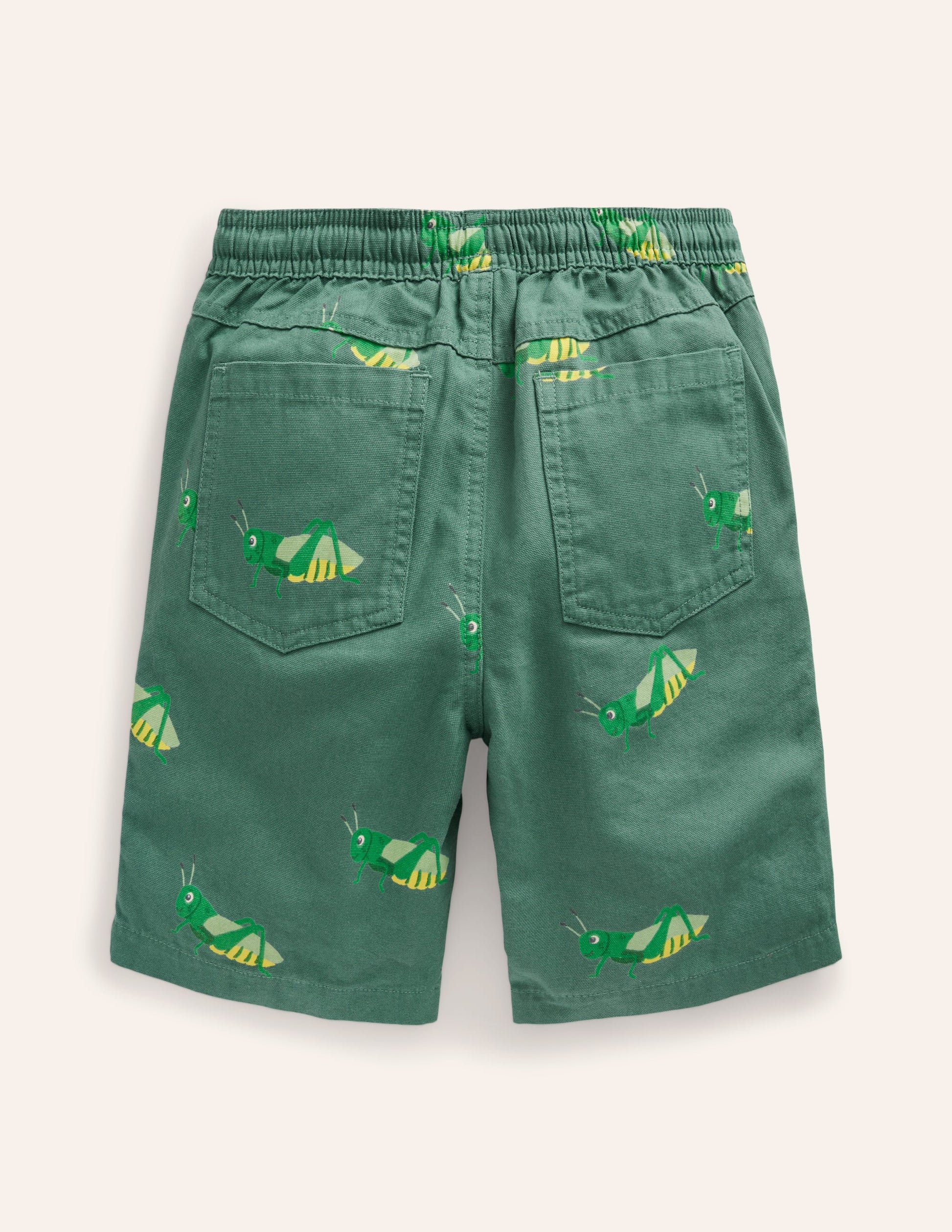 Pull-on Drawstring Shorts-Pea Green Grasshopper-2