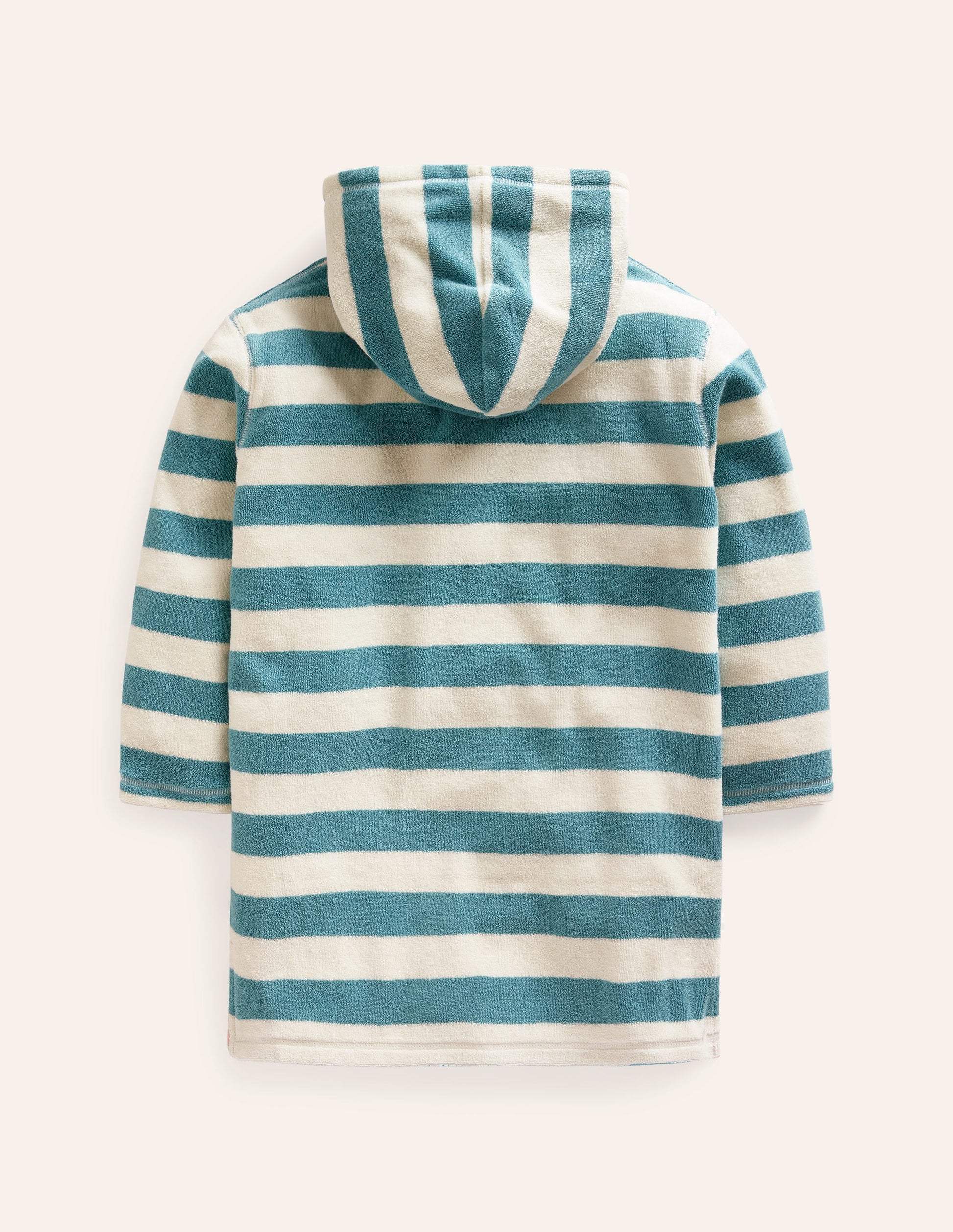 Appliqué Towelling Throw-on-Aqua Sea Blue/ Ivory Stripe-2