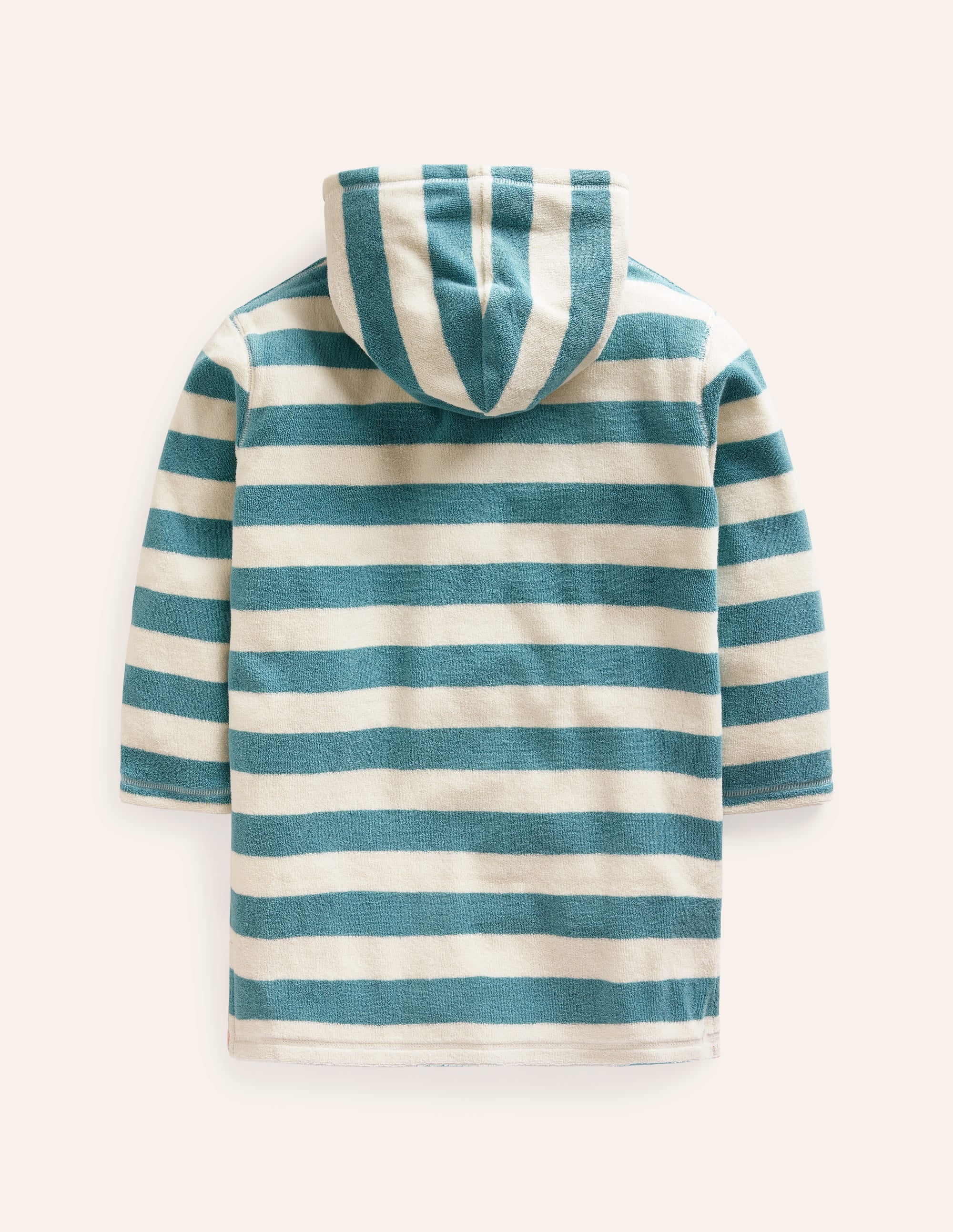Appliqué Towelling Throw-on-Aqua Sea Blue/ Ivory Stripe - Image 2