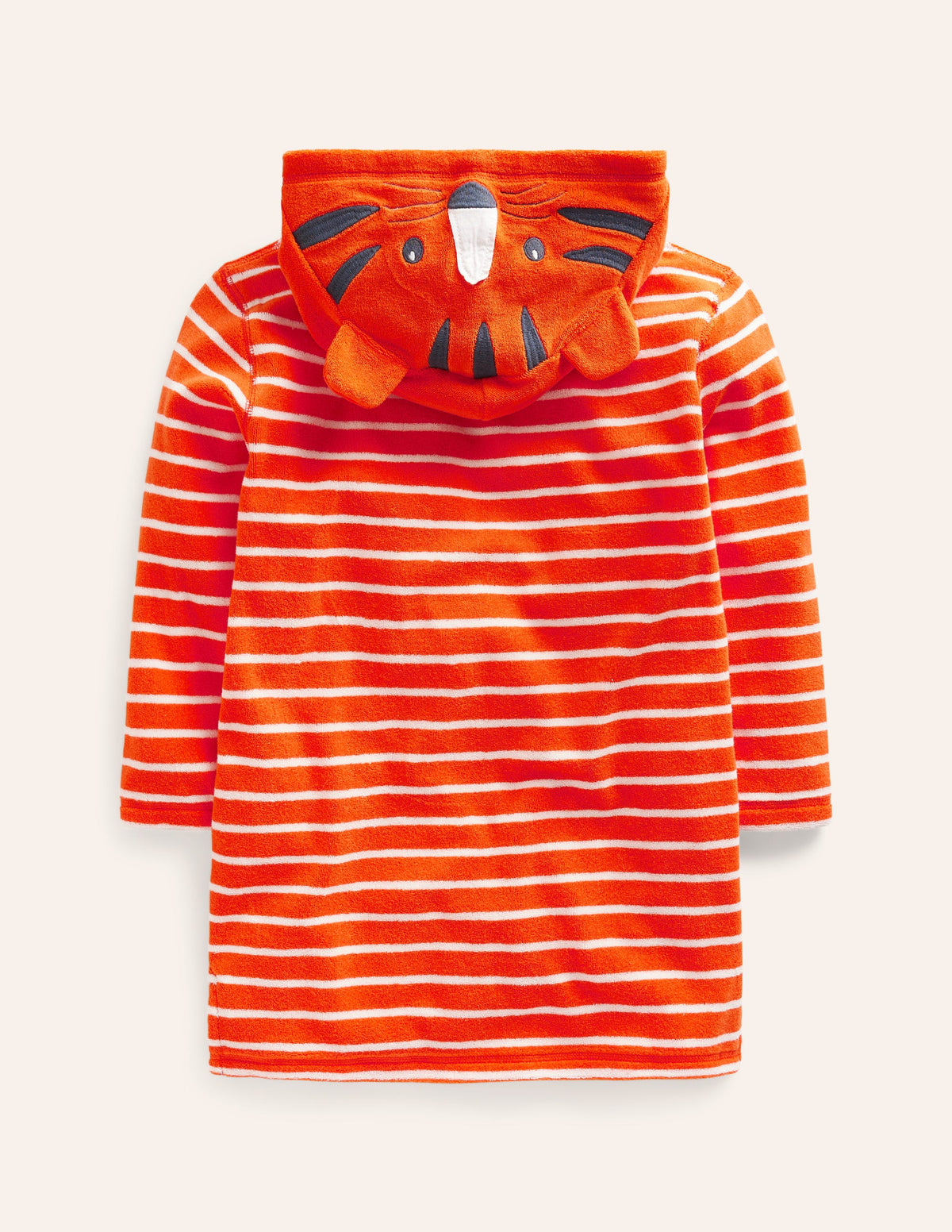Appliqué Towelling Throw-on-Mandarin Orange/ Ivory Stripe-2