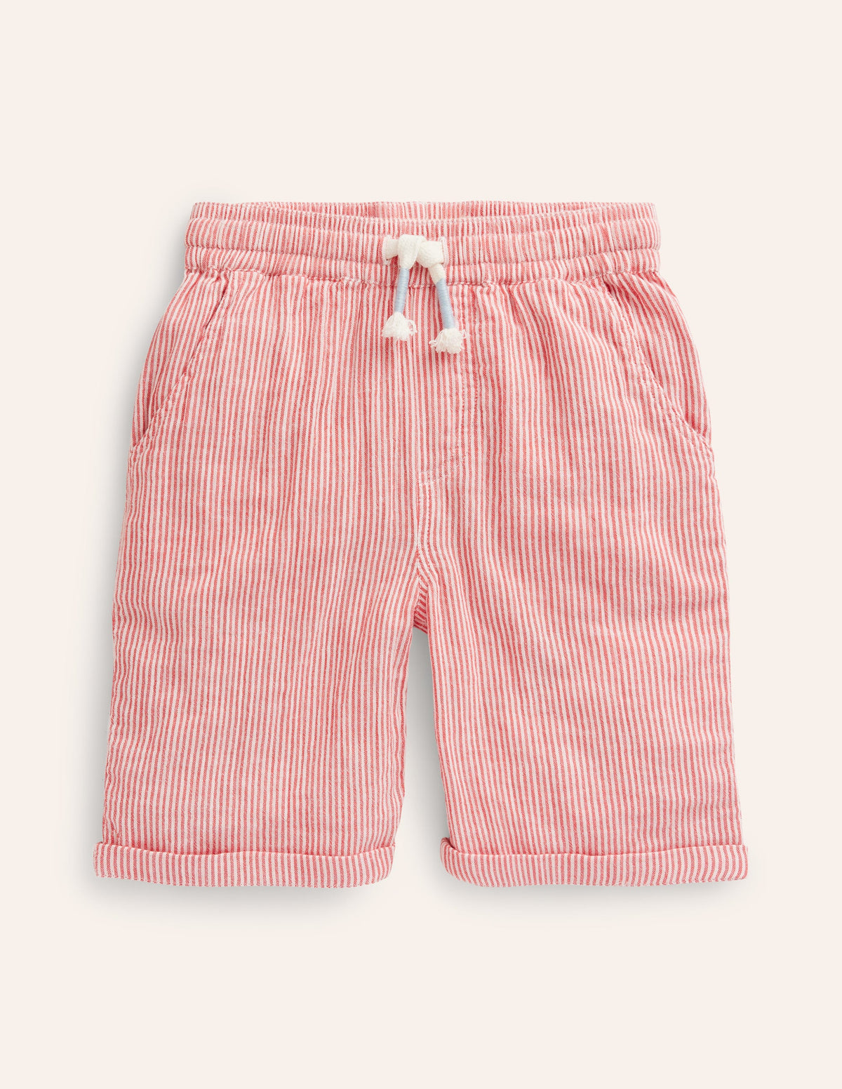 Lightweight Holiday Shorts-Jam Red / Ivory Stripe-1