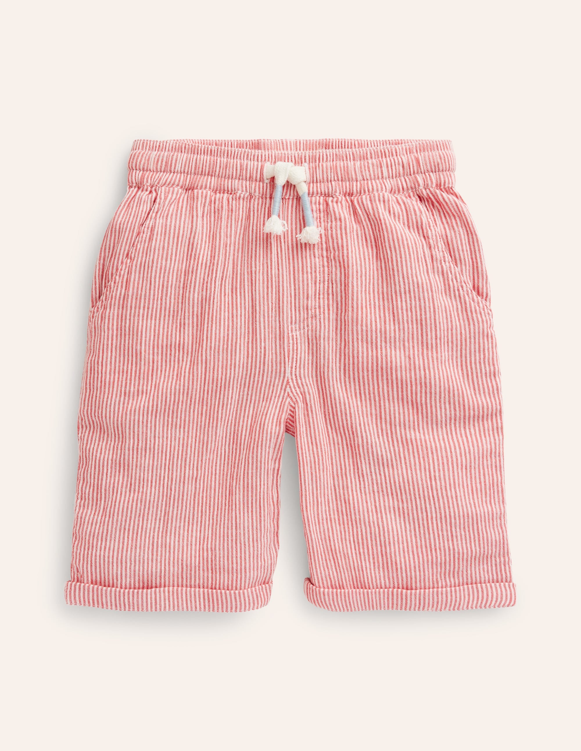 Lightweight Holiday Shorts-Jam Red / Ivory Stripe - Image 1