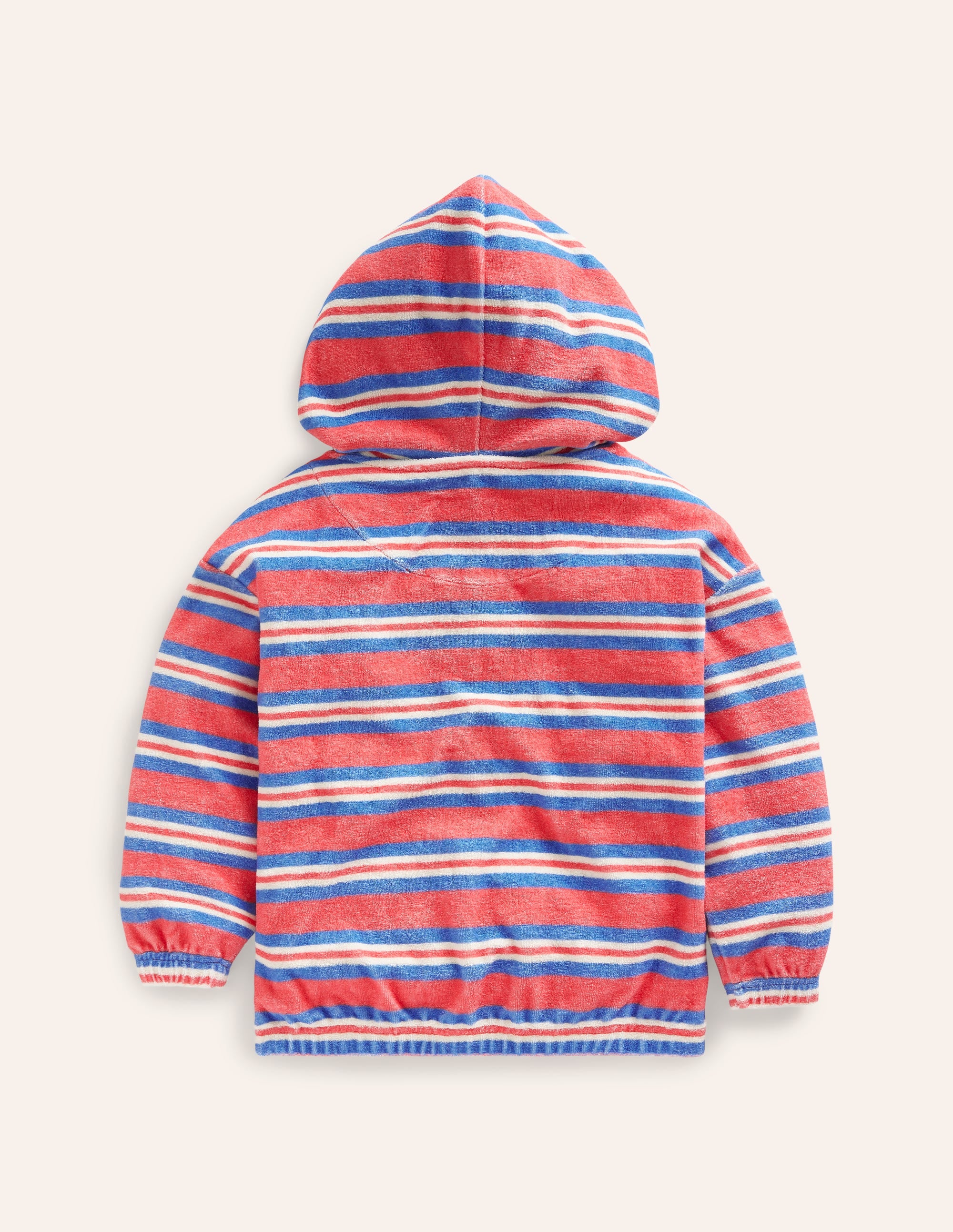 Towelling Hoodie-Jam Red/ Cabana Blue Stripe - Image 2