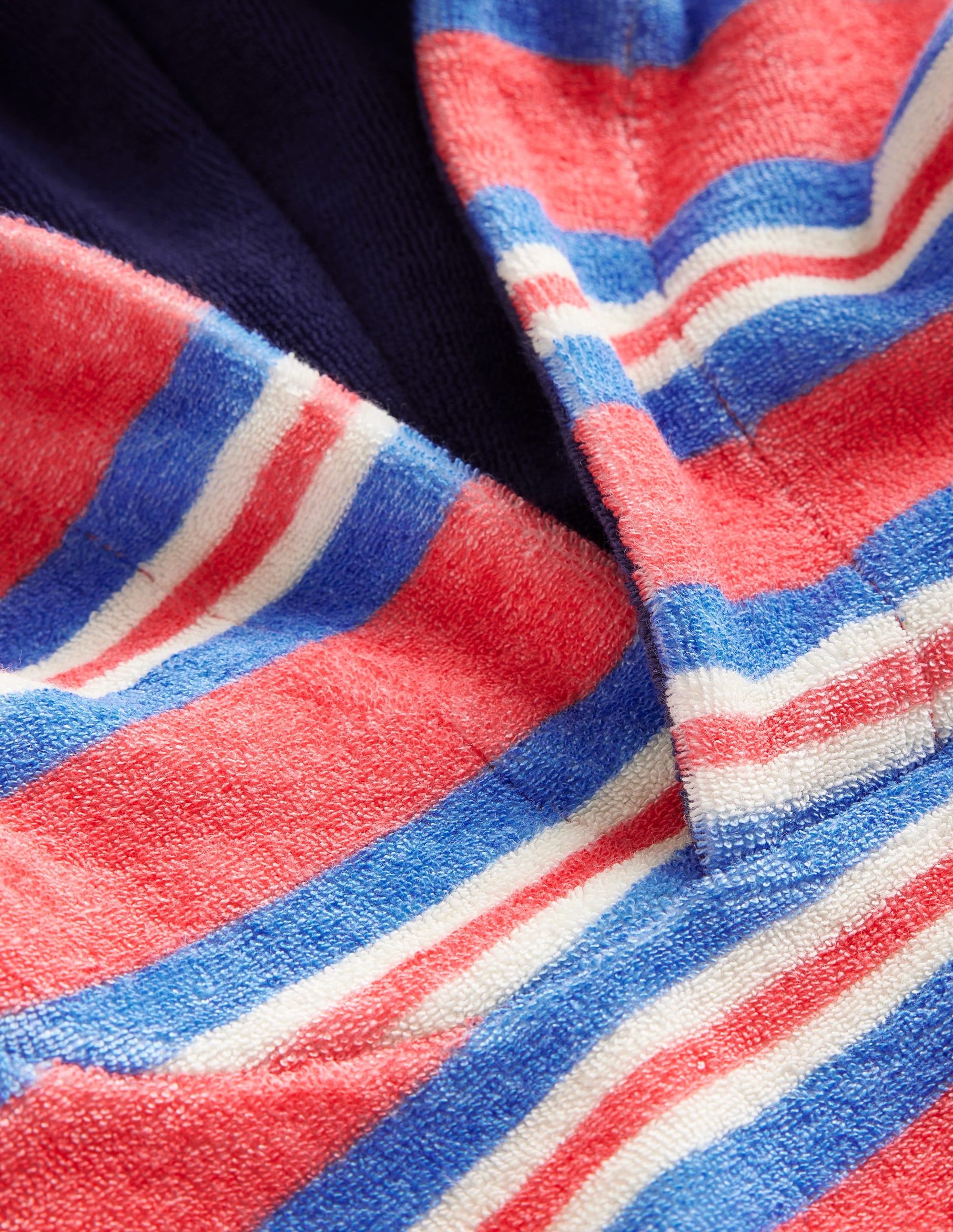 Towelling Hoodie-Jam Red/ Cabana Blue Stripe - Image 3