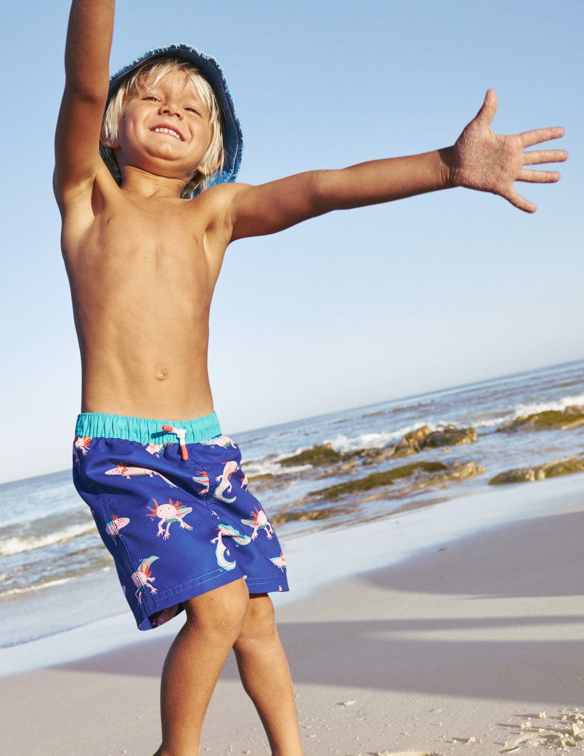Swim Shorts-Sapphire Blue Axolotl - Image 4