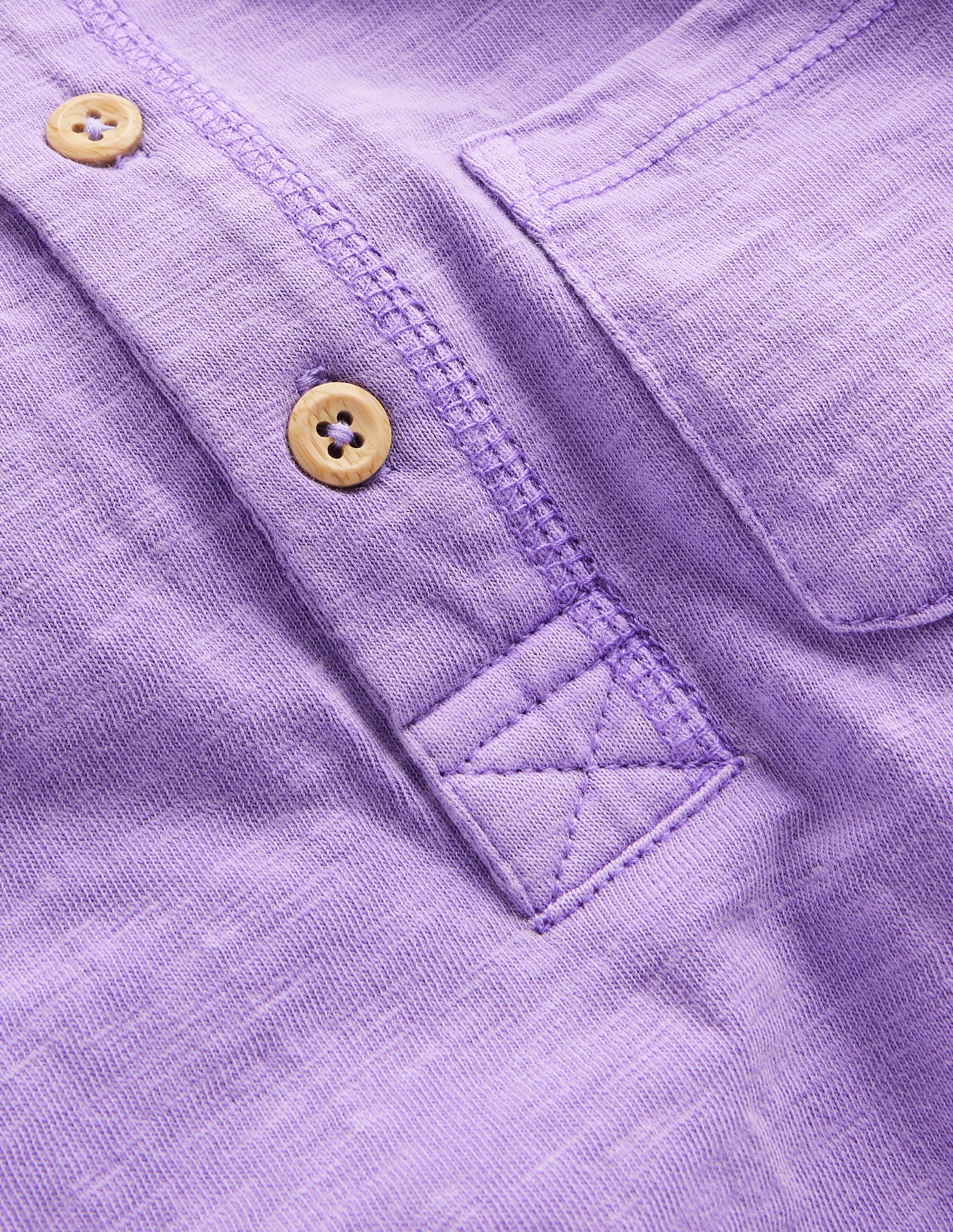 Washed Cotton Henley T-shirt-Soft Lavender-3