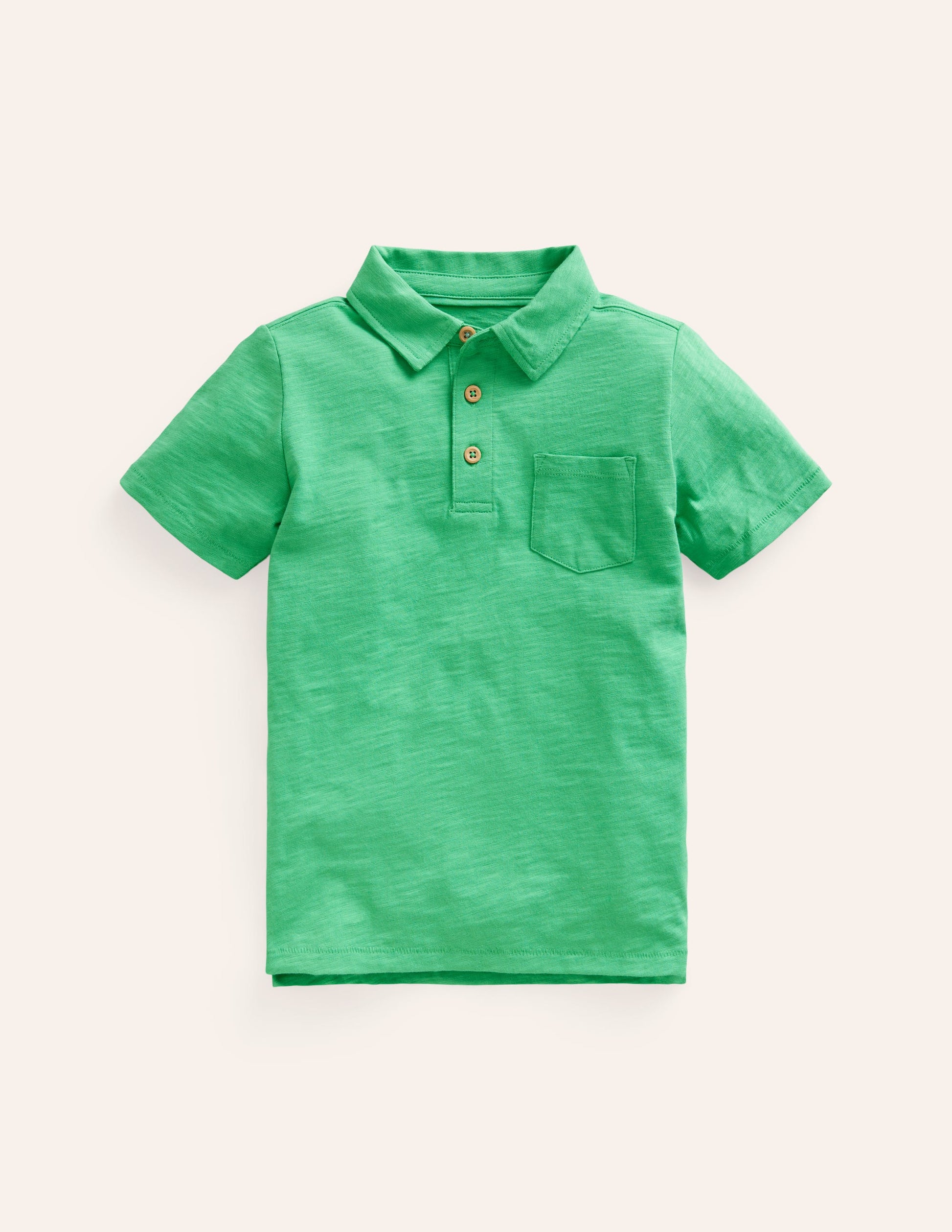 Slub Polo Shirt-Pea Green-1