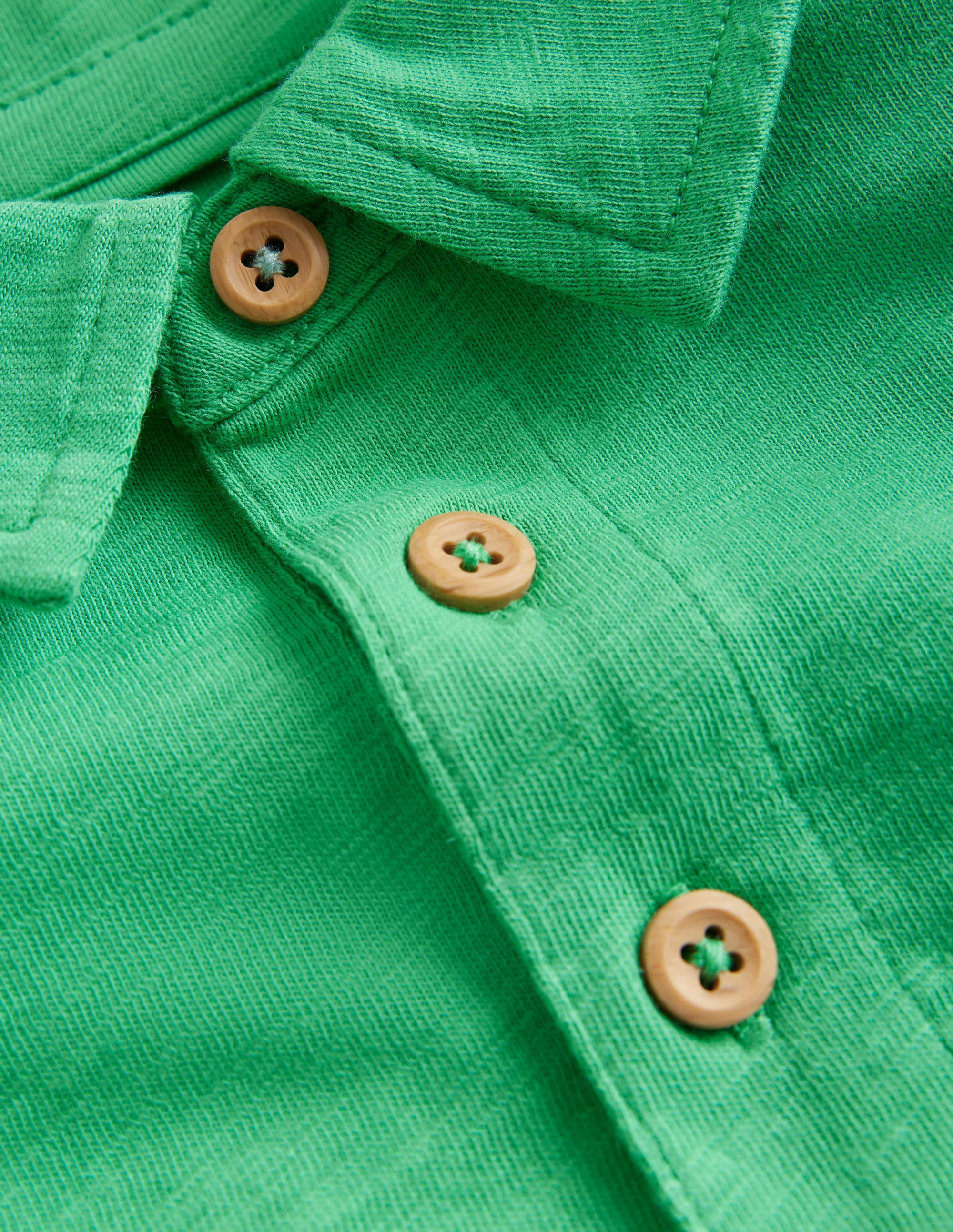 Slub Polo Shirt-Pea Green - Image 3