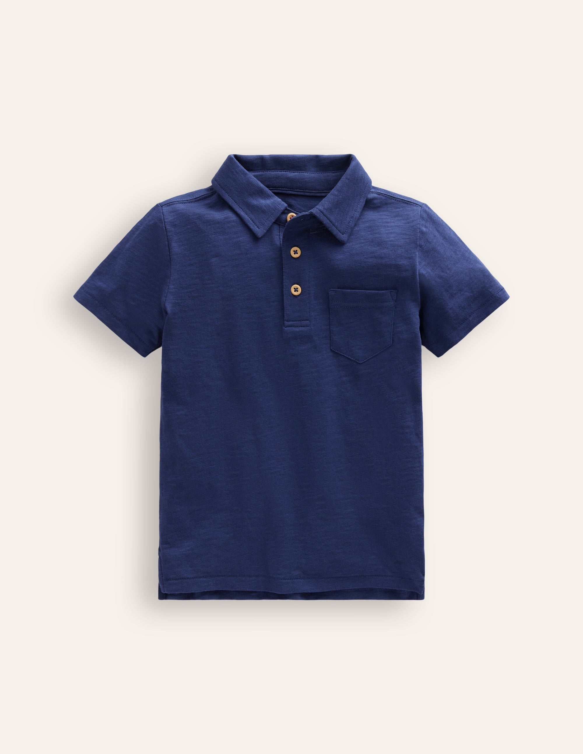 Slub Polo Shirt-College Navy - Image 1