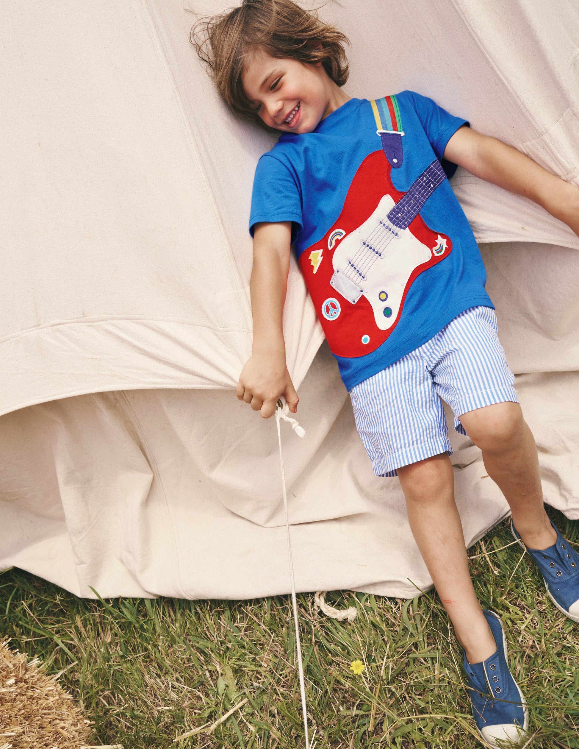 Seersucker Shorts-Vintage Blue / Ivory Stripe-4