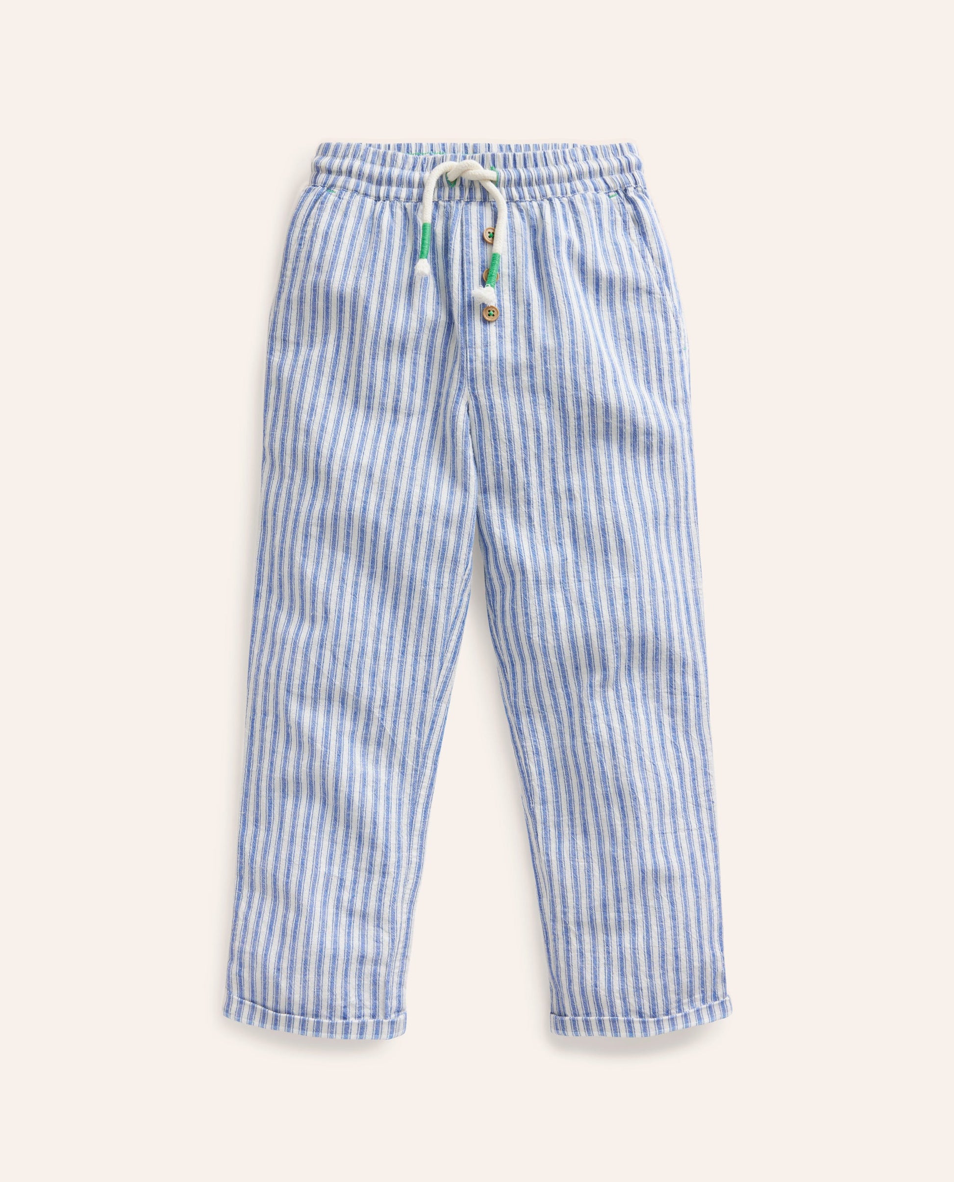 Summer Pull-On Trousers-Bluejay Ticking-1