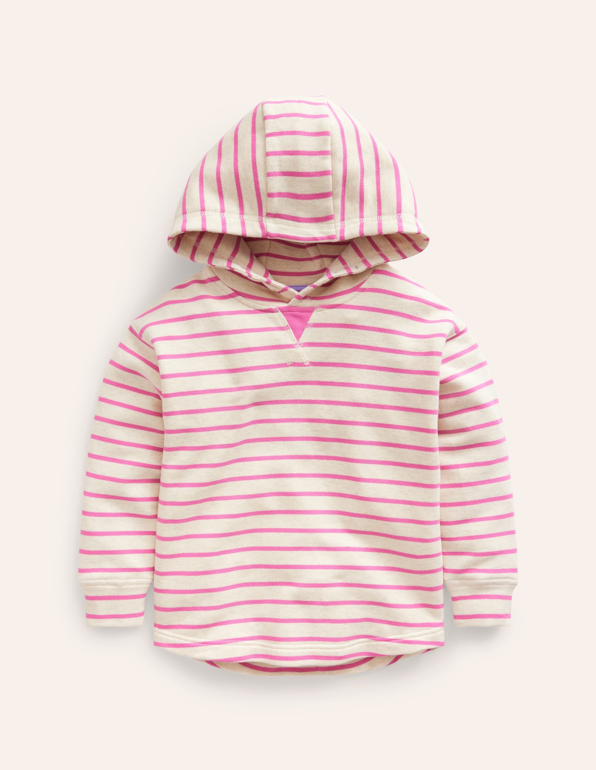 Cosy Relaxed Hoodie-Oatmeal Marl/Pink - Image 1