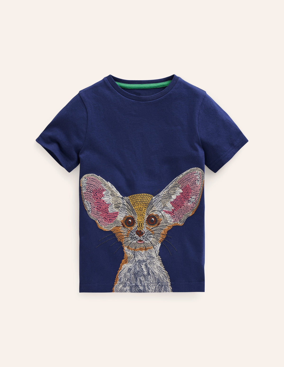 Superstitch Animal T-shirt-College Navy Fennec Fox - Image 1