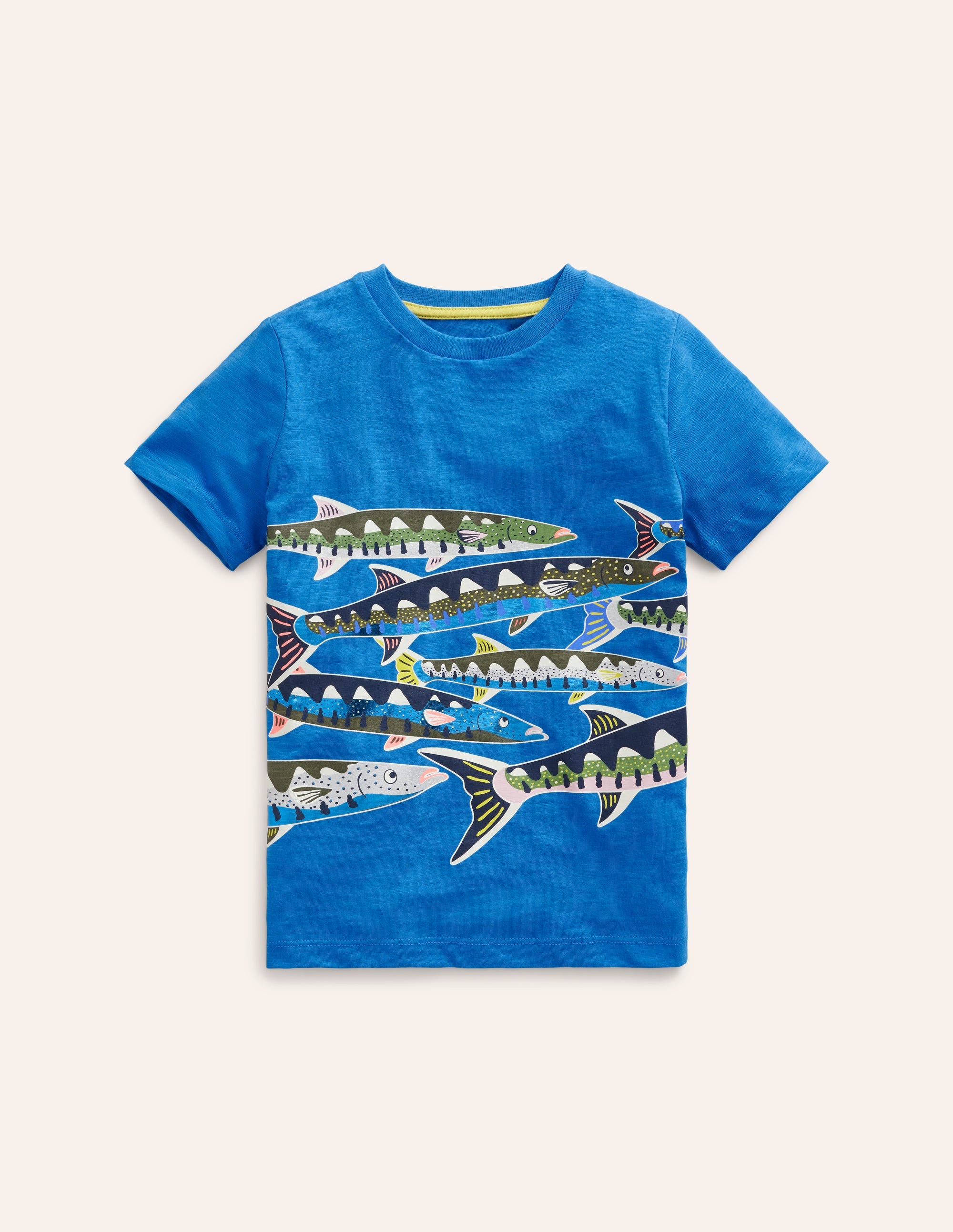 Glow and Foil T-shirt-Greek Blue Fish - Image 1