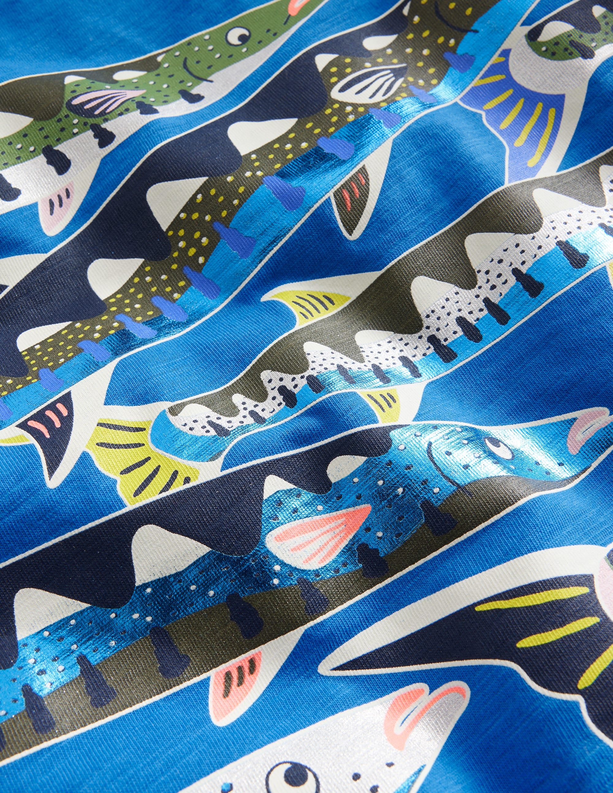 Glow and Foil T-shirt-Greek Blue Fish - Image 3