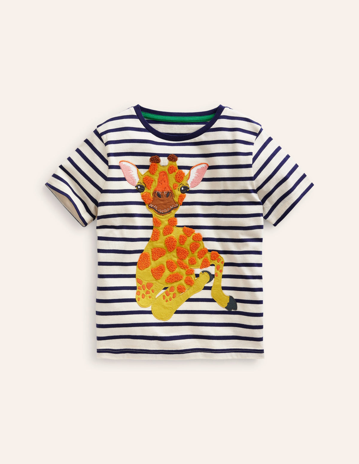 Big Appliqué Logo T-shirt-College Navy/ Ivory Giraffe - Image 1