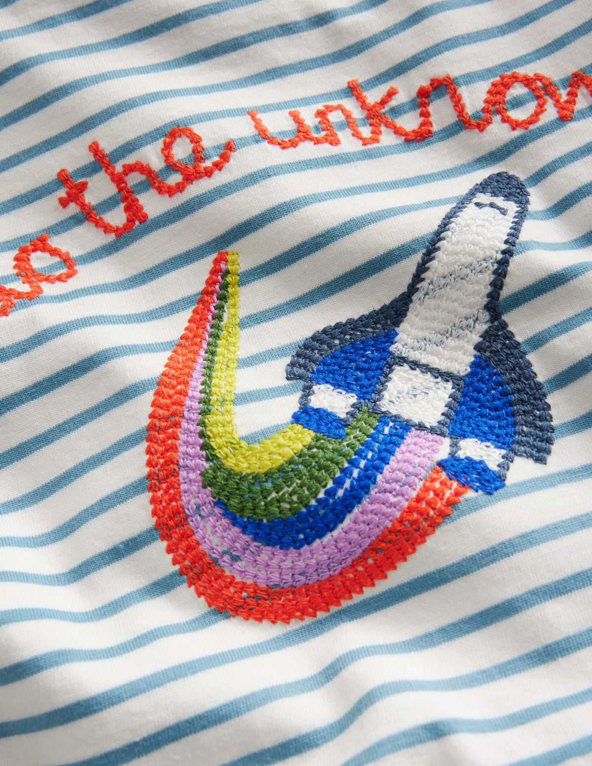 Embroidered Graphic T-shirt-Sapphire Blue/Ivory Rocket - Image 3