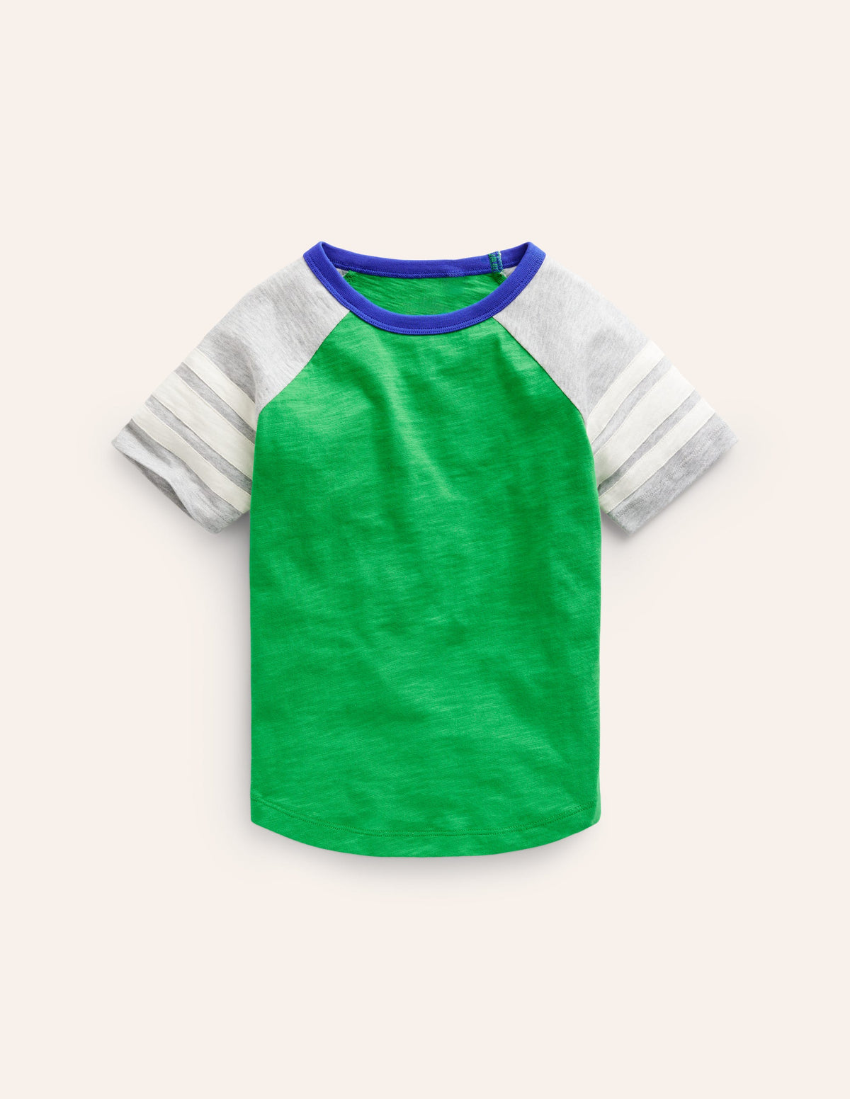 Short Sleeve Raglan T-shirt-Pea Green/Grey Marl/Calico-1